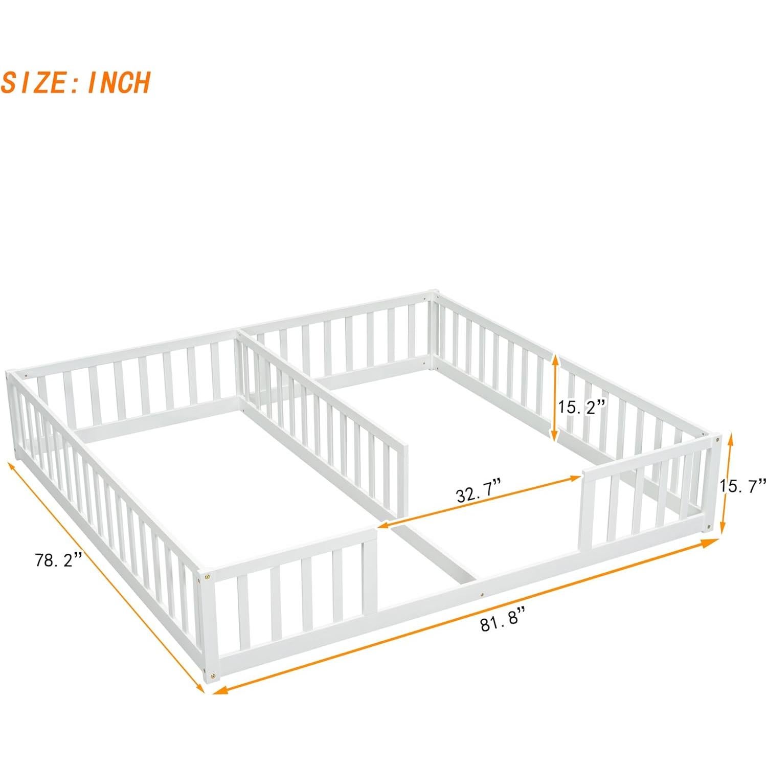 Cama de Piso Doble Twin PVWIIK con Barandillas de Seguridad