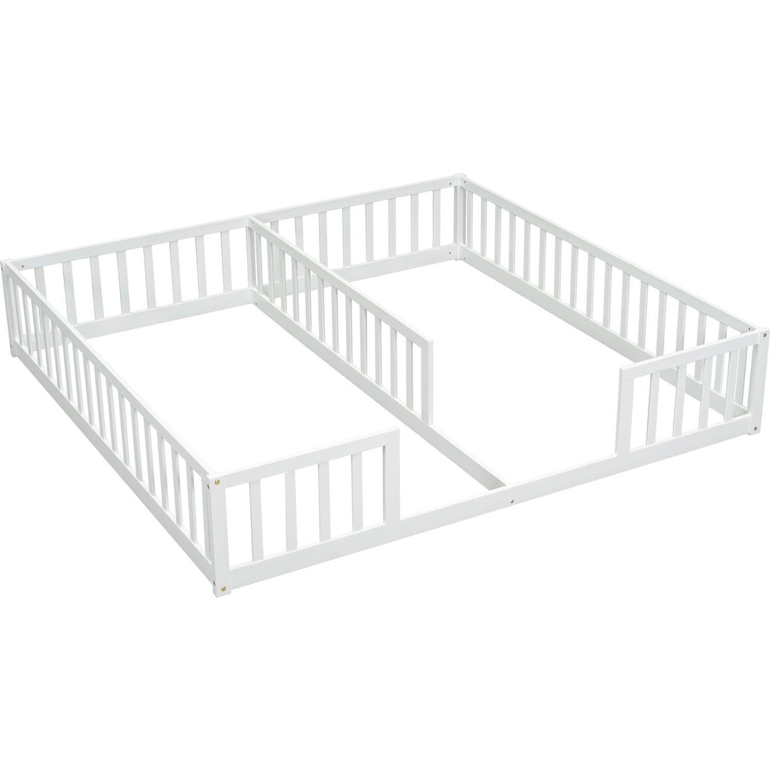 Cama de Piso Doble Twin PVWIIK con Barandillas de Seguridad