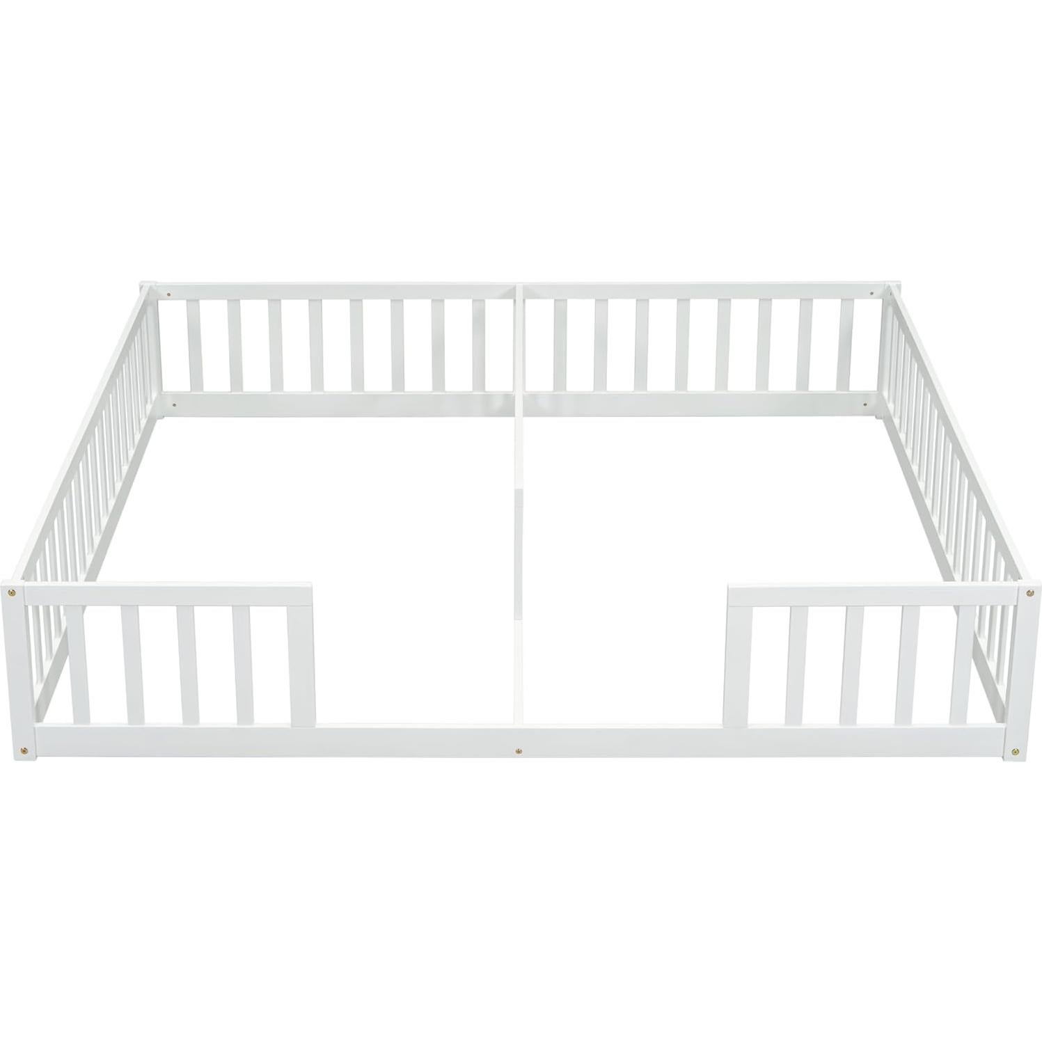 Cama de Piso Doble Twin PVWIIK con Barandillas de Seguridad