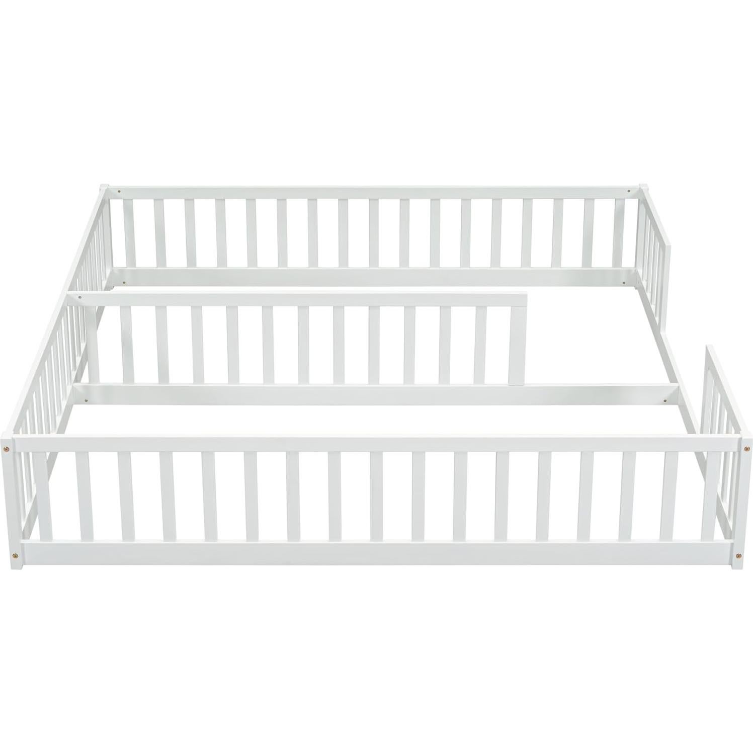 Cama de Piso Doble Twin PVWIIK con Barandillas de Seguridad