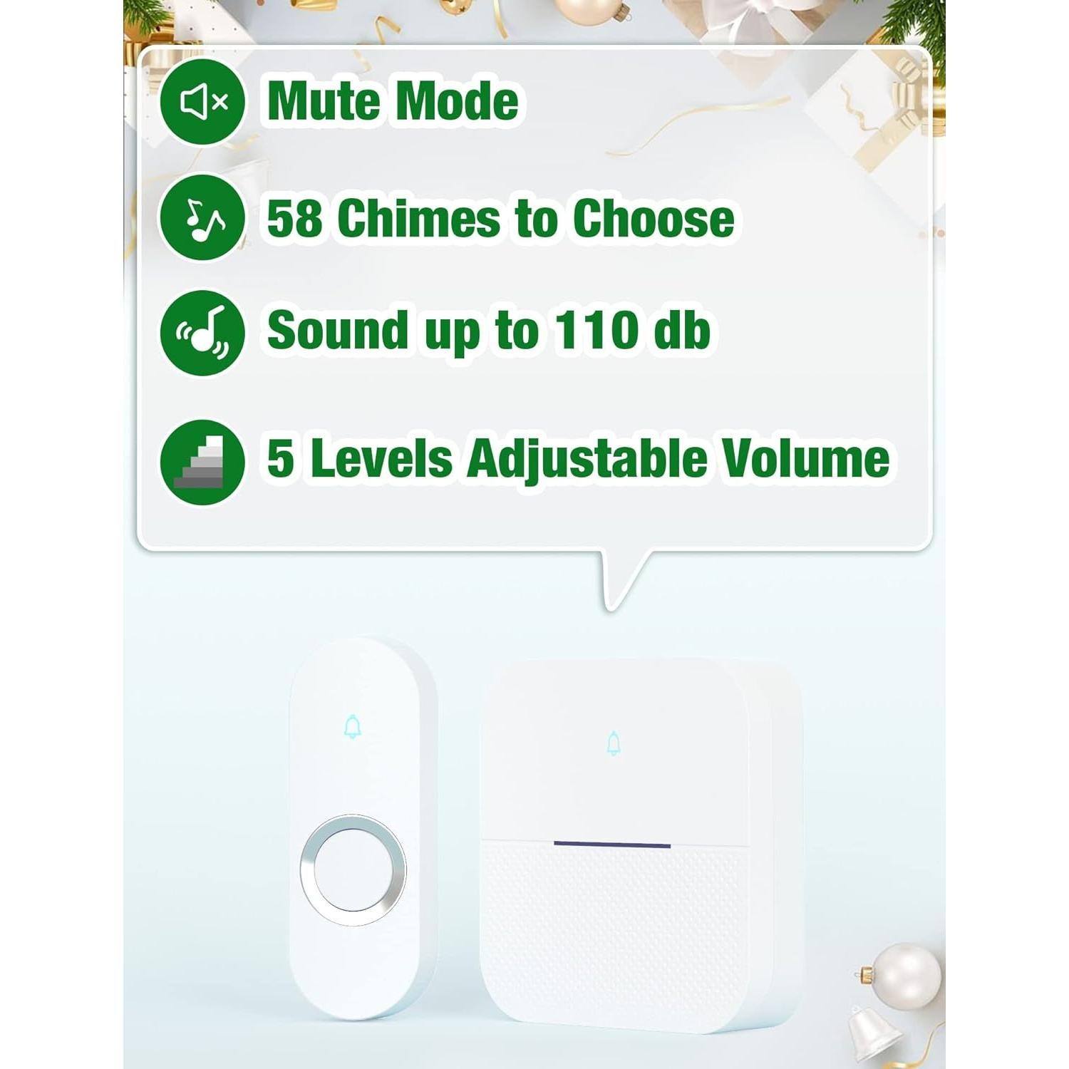 Timbre Inalámbrico AIDA IP55 300m 58 Melodías 110dB