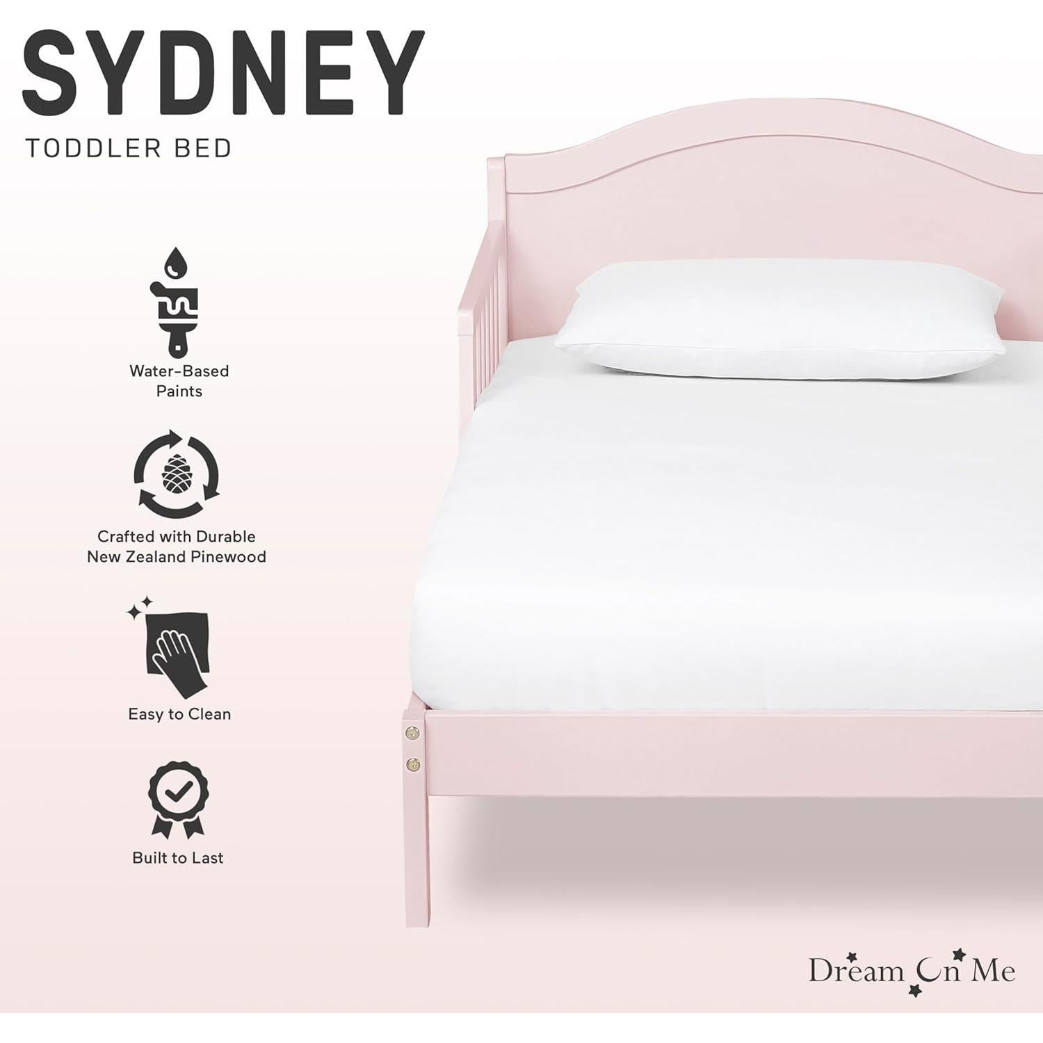 Cama para Niños Pequeños Dream On Me Sydney Rosa 135x74 cm