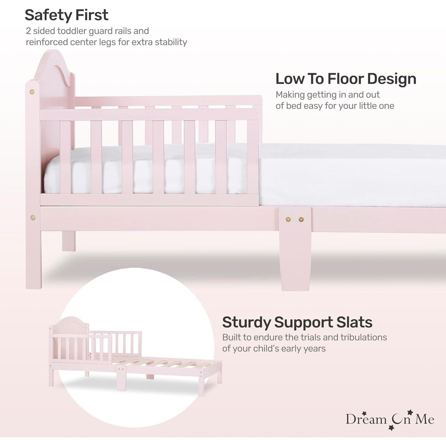 Cama para Niños Pequeños Dream On Me Sydney Rosa 135x74 cm