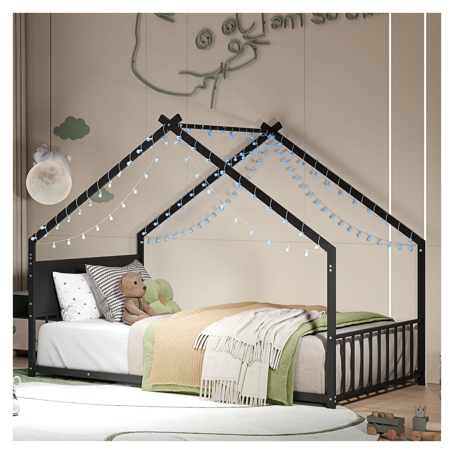 Cama Casa Infantil Twin Ball & Cast con Techo y Luces LED
