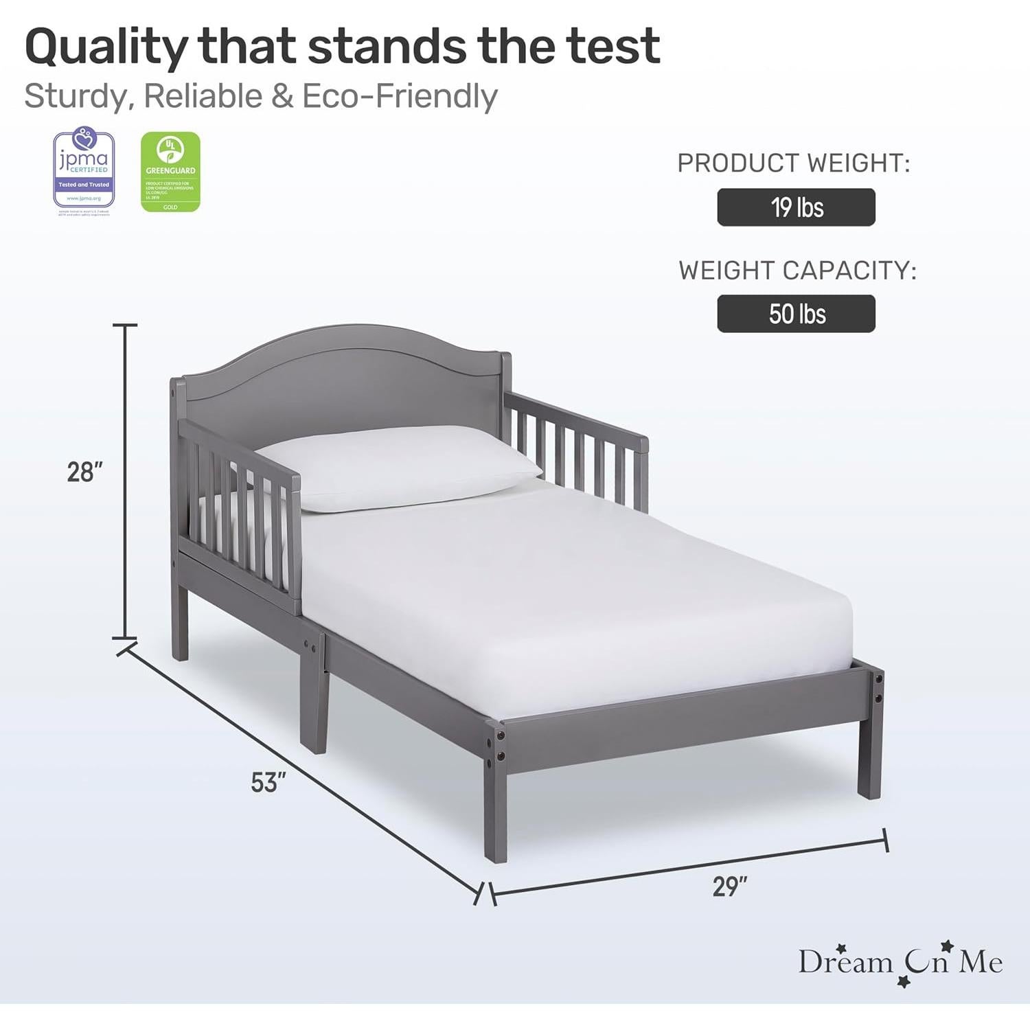 Cama para Niños Pequeños Dream On Me Sydney Gris Acero