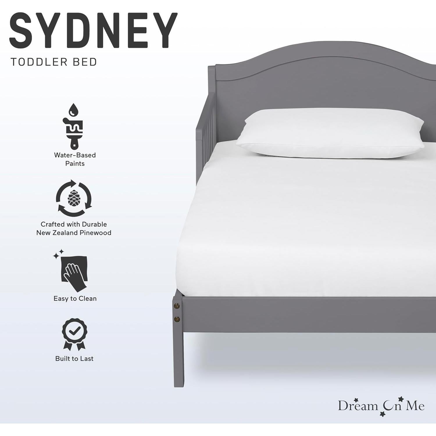 Cama para Niños Pequeños Dream On Me Sydney Gris Acero