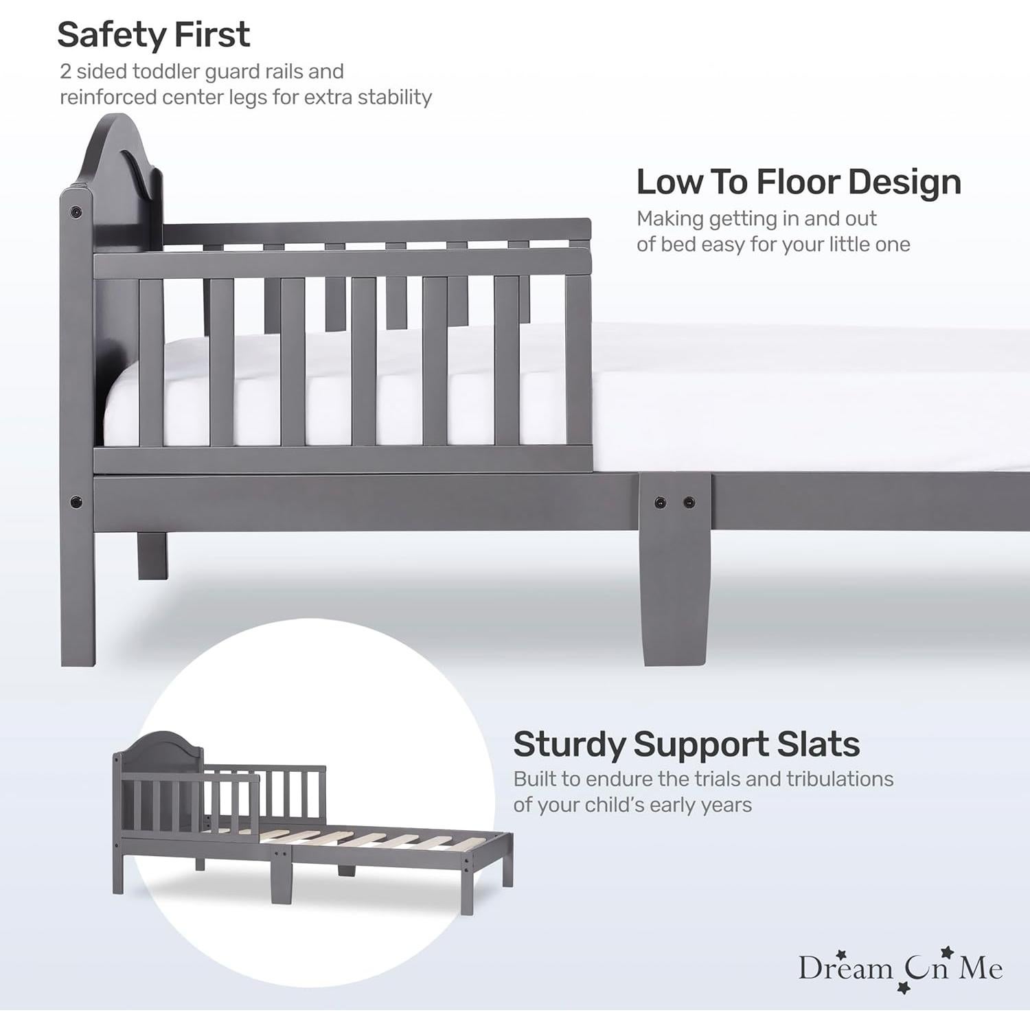 Cama para Niños Pequeños Dream On Me Sydney Gris Acero