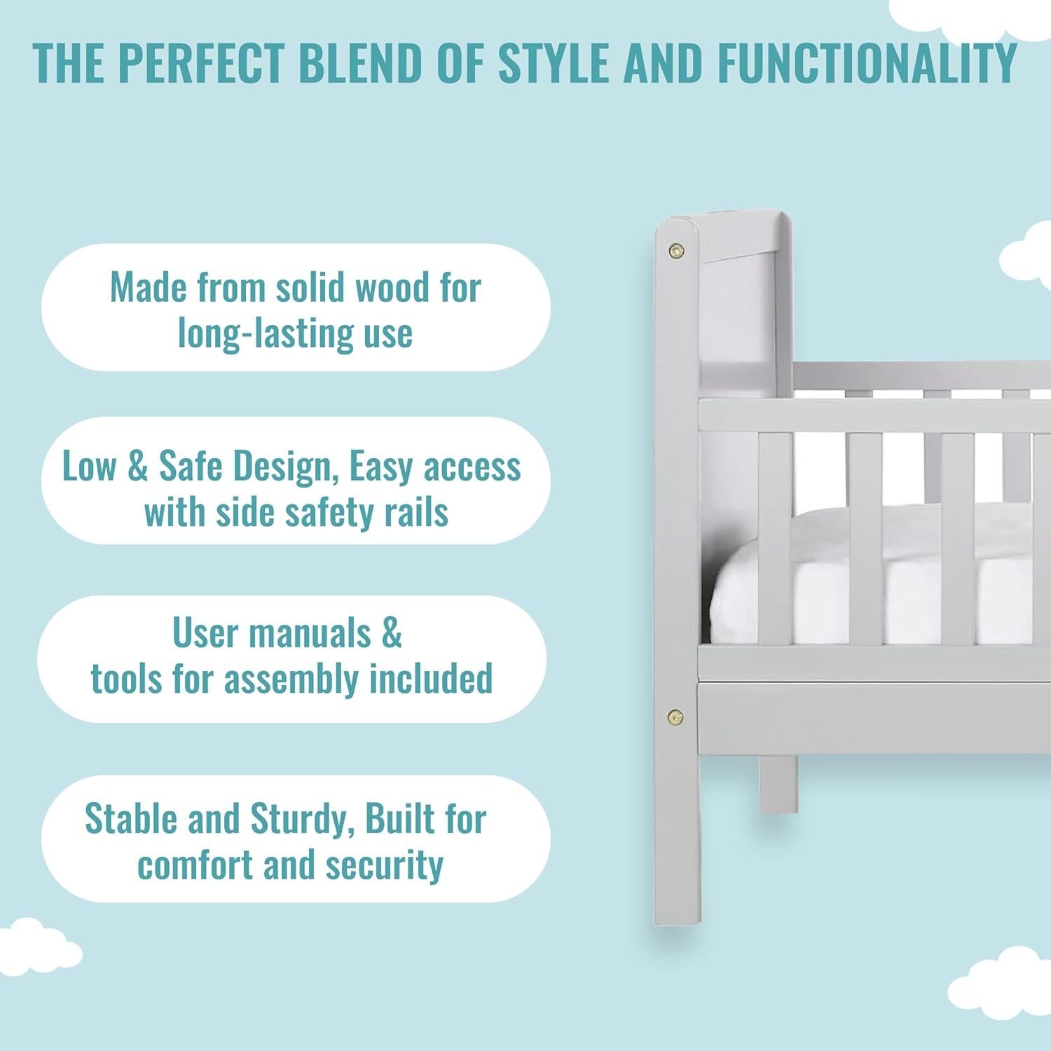 Cama para Niños Pequeños Dream On Me Brookside Gris Piedra