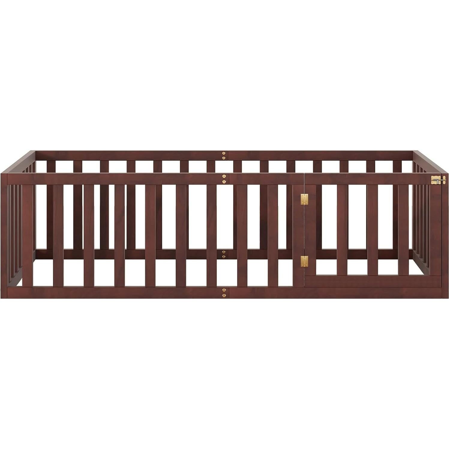 Cama de Piso Twin Bellemave para Niños con Barandillas Nuez