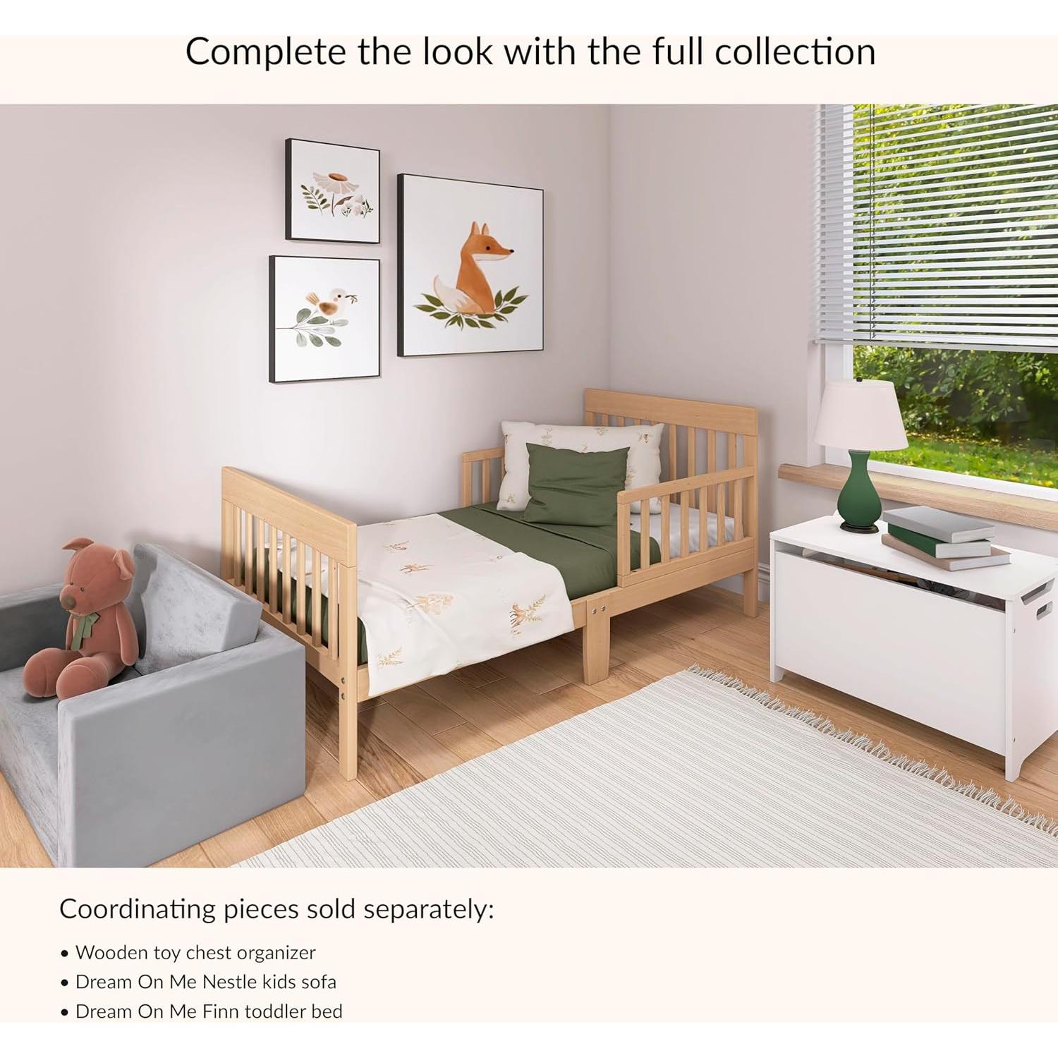 Cama para Niños Pequeños Dream On Me Finn Roble Blanco 135x76cm