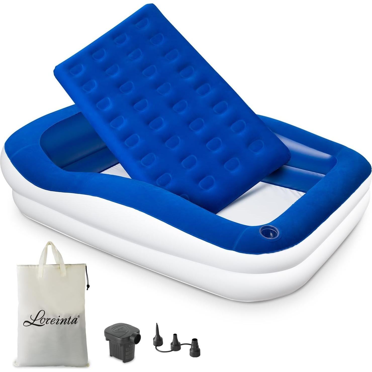 Cama de viaje inflable LOREINTA para niños pequeños con parachoques