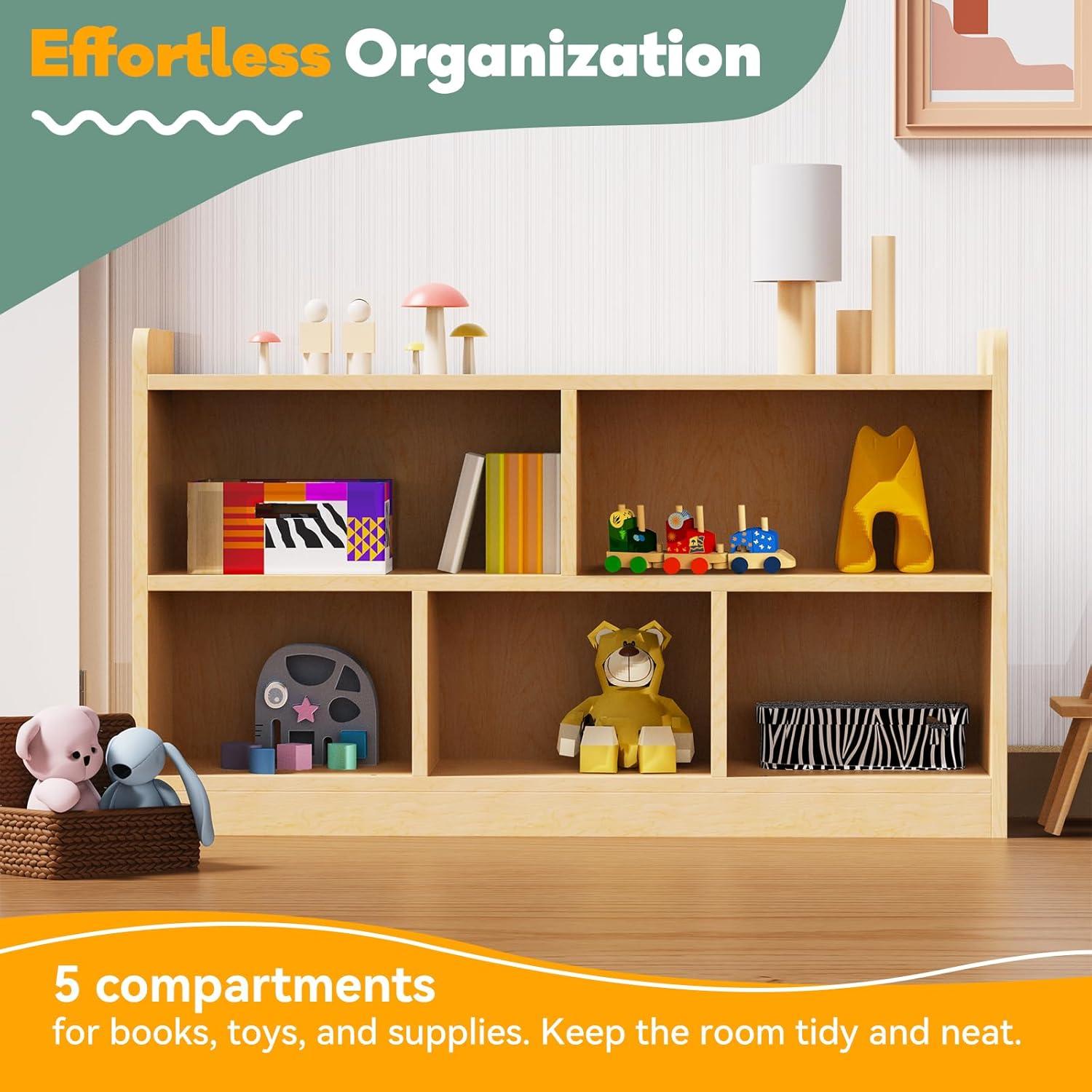 Estante Montessori de Madera Abeto 5 Secciones 113x30x60 cm