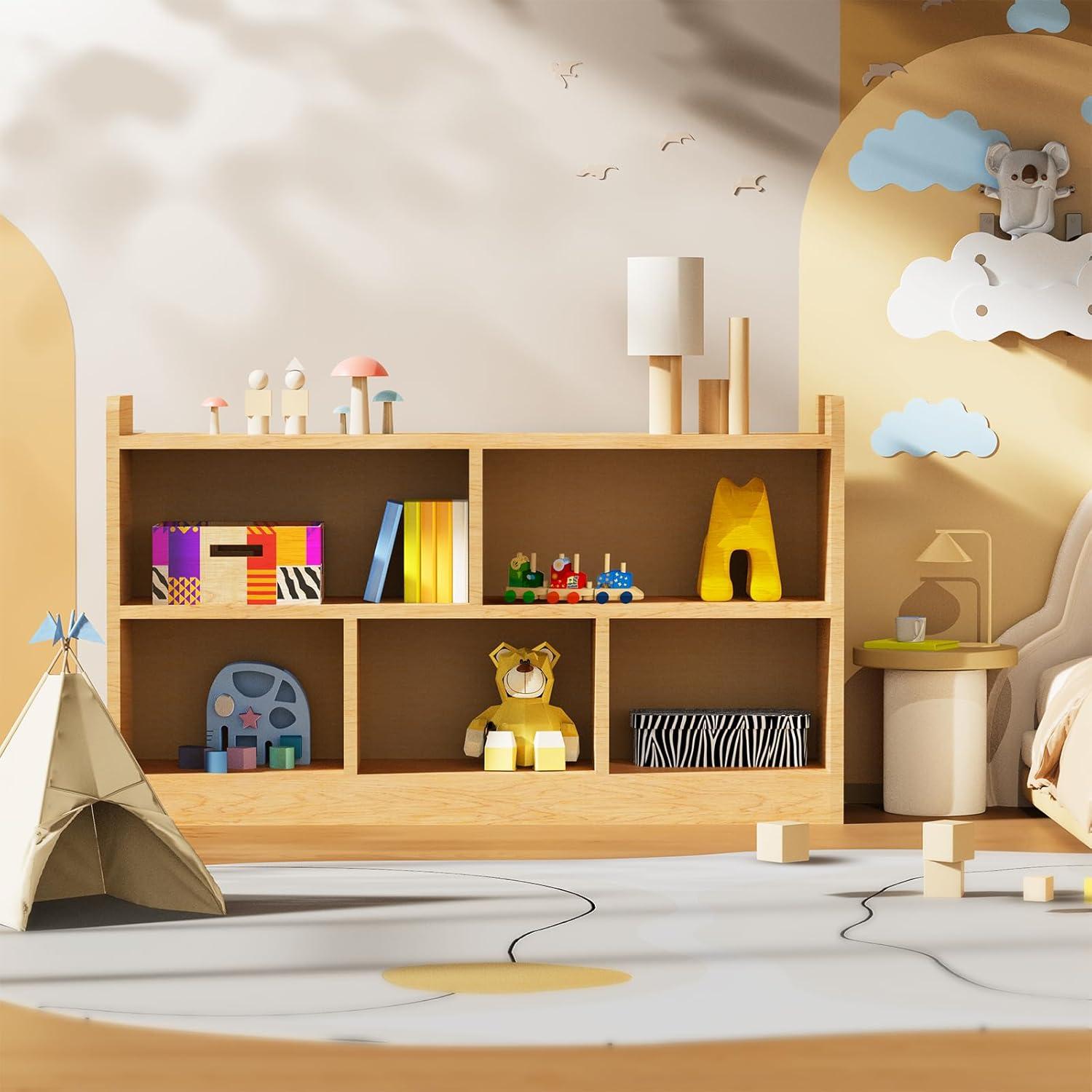 Estante Montessori de Madera Abeto 5 Secciones 113x30x60 cm