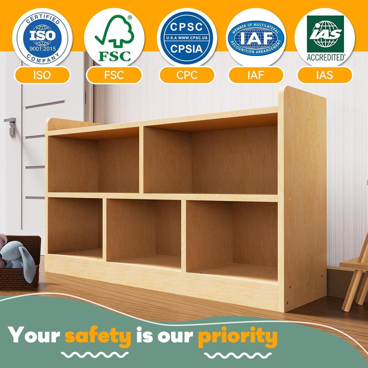 Estante Montessori de Madera Abeto 5 Secciones 113x30x60 cm