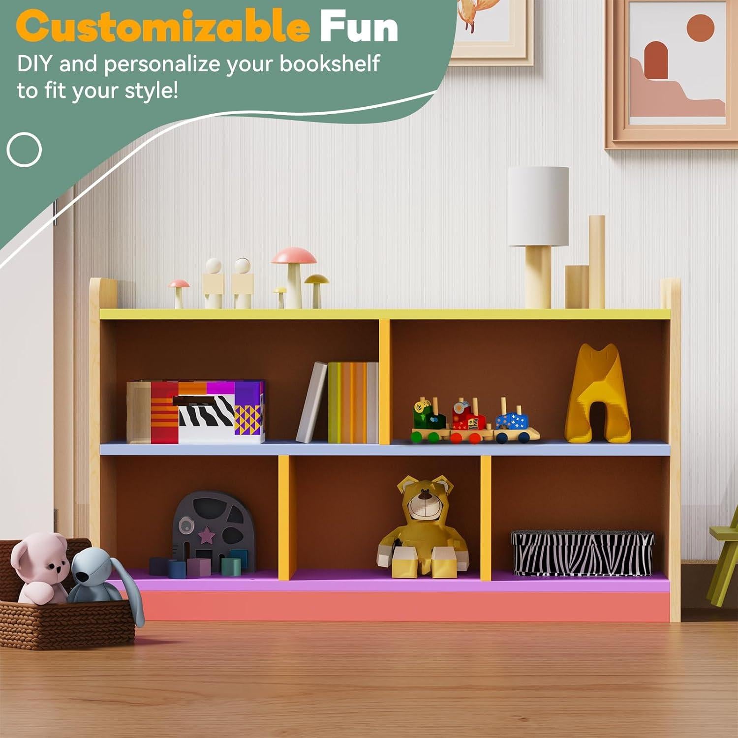 Estante Montessori de Madera Abeto 5 Secciones 113x30x60 cm