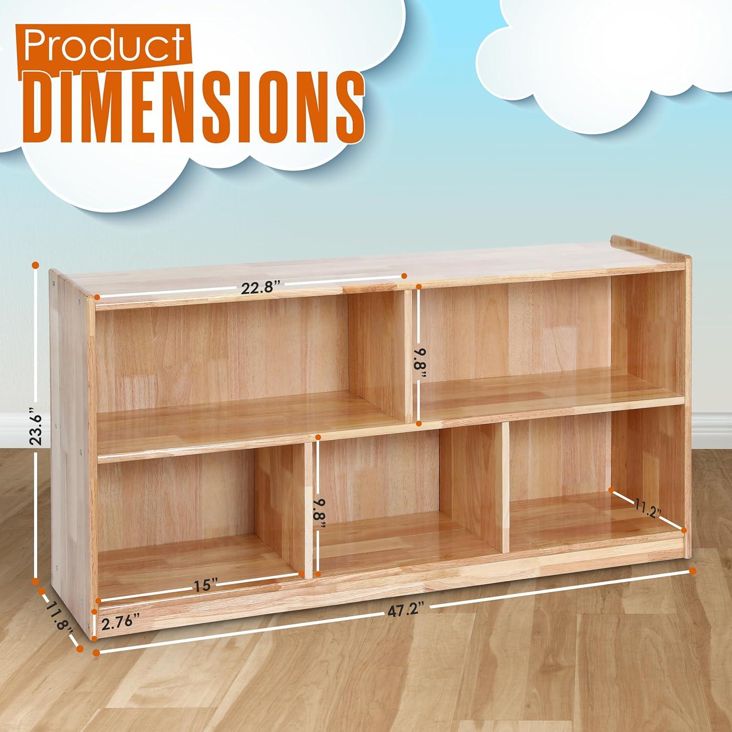 Estante Montessori Houseables 5 Secciones Madera Roble 128.9cm