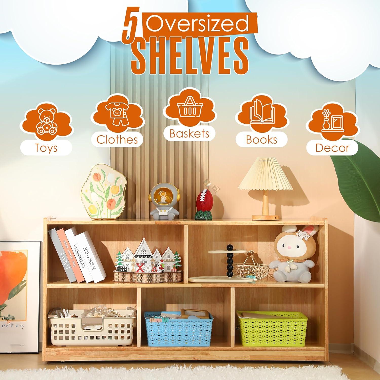 Estante Montessori Houseables 5 Secciones Madera Roble 128.9cm