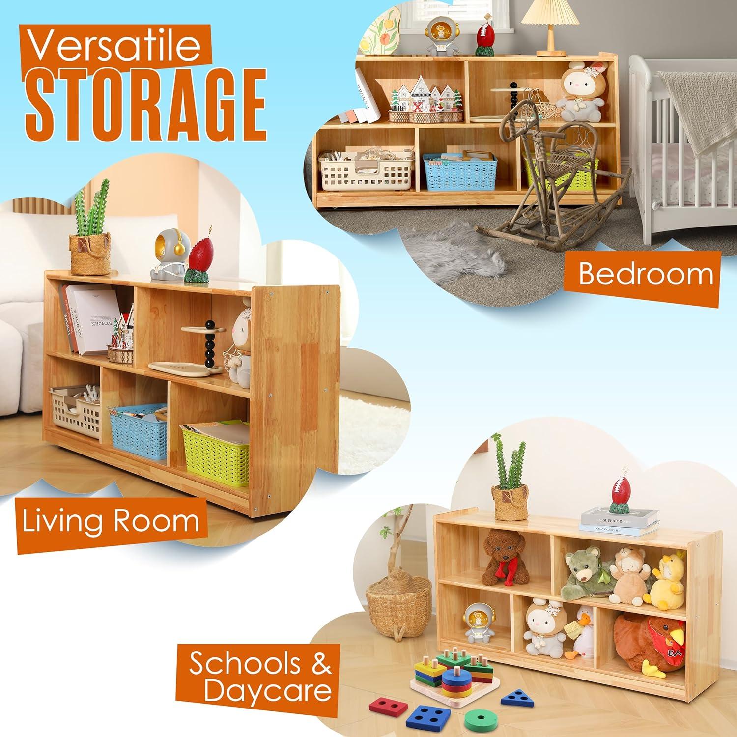 Estante Montessori Houseables 5 Secciones Madera Roble 128.9cm