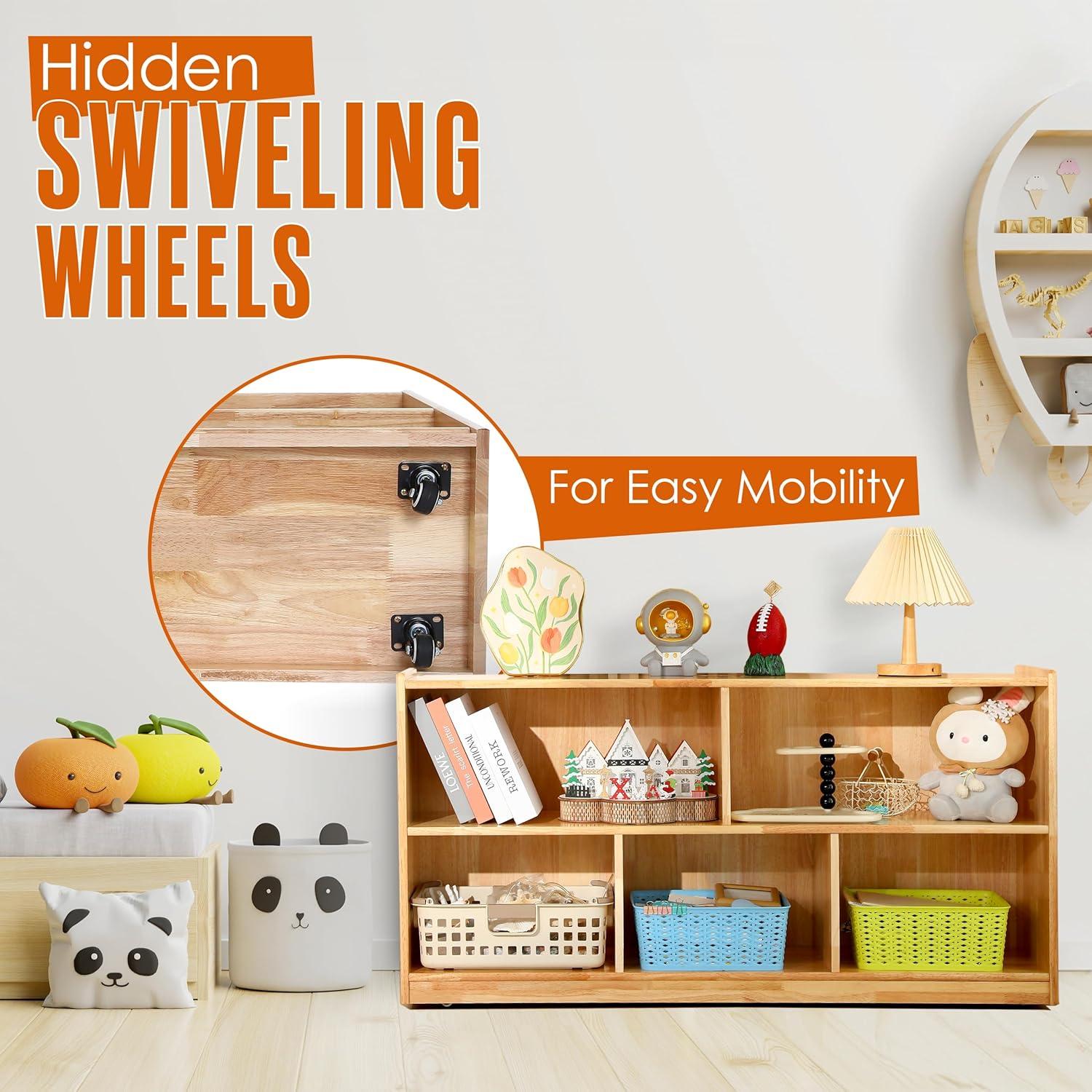 Estante Montessori Houseables 5 Secciones Madera Roble 128.9cm