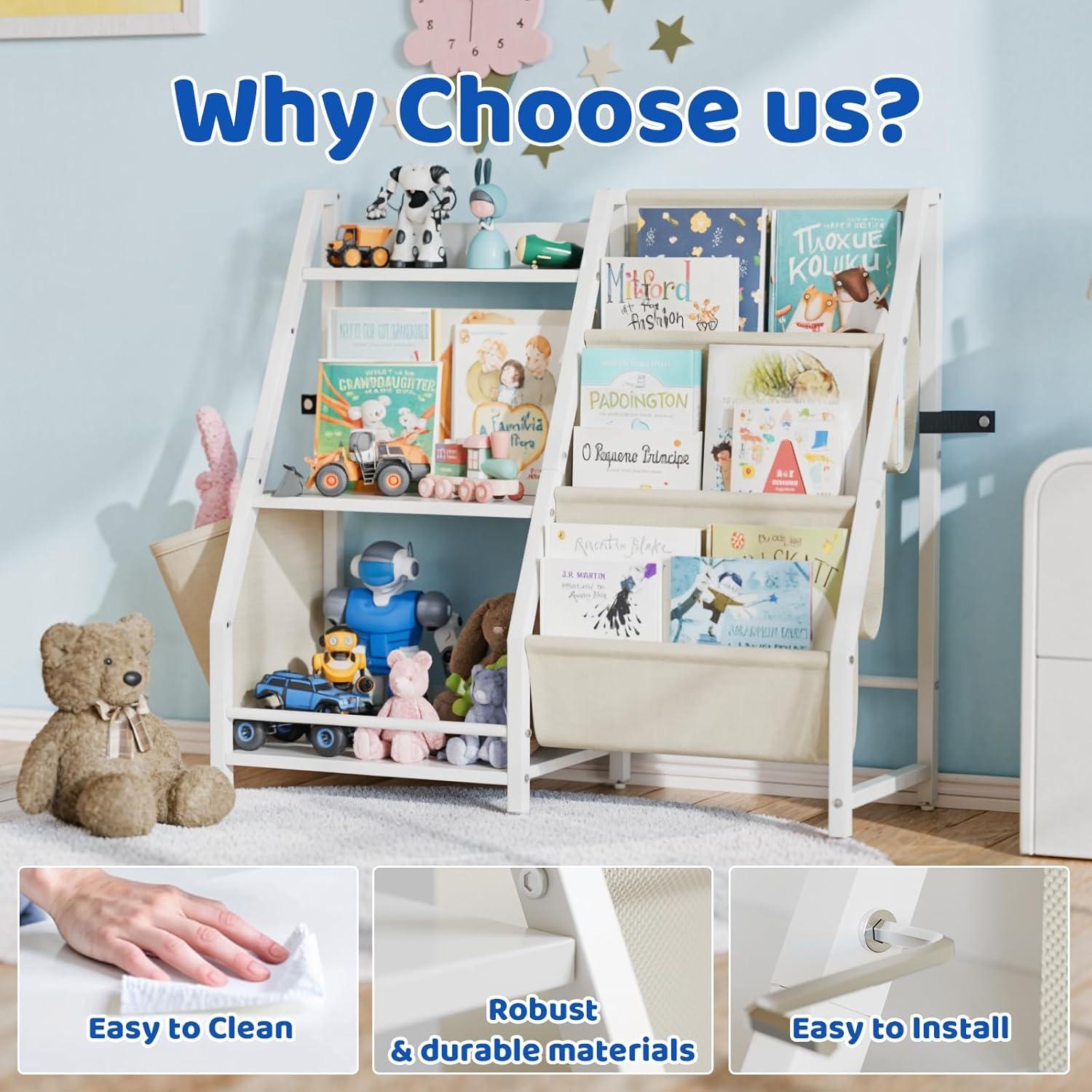 Estantería para Niños HAVLOTII 3 Niveles Blanco Organizador