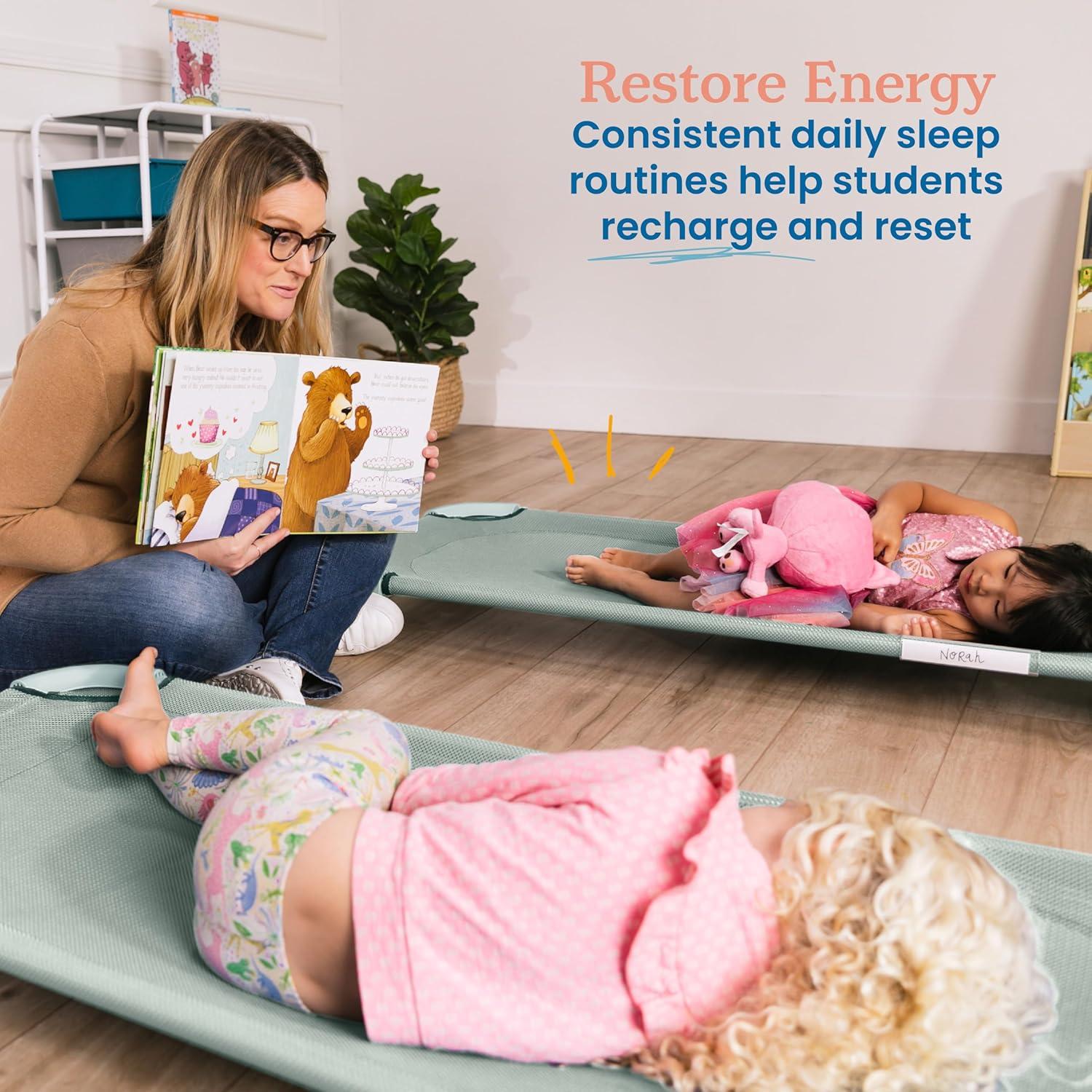 Cuna Apilable ECR4Kids Salvia para Aula - Paquete de 6