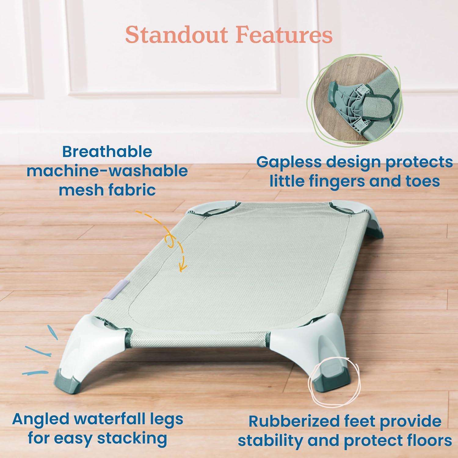 Cuna Apilable ECR4Kids Salvia para Aula - Paquete de 6