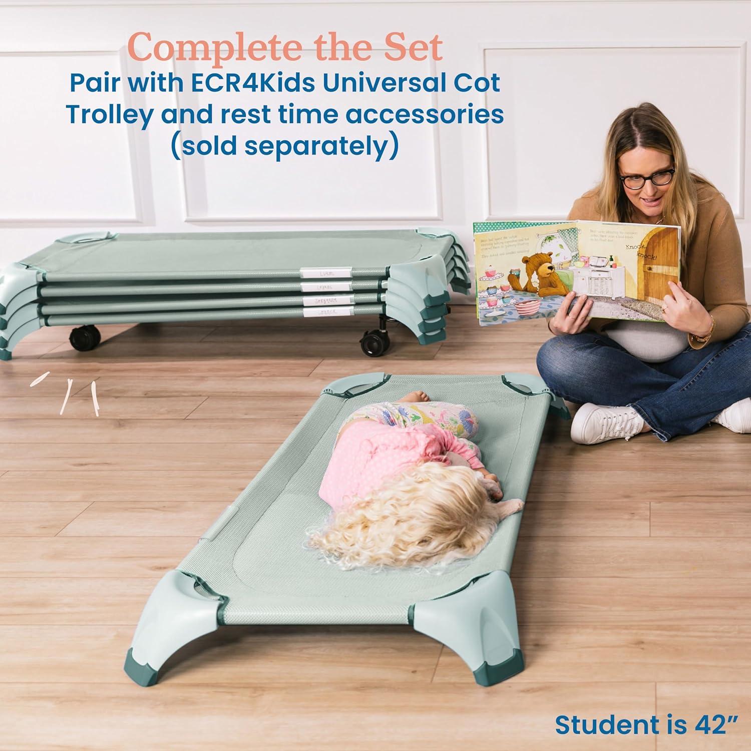 Cuna Apilable ECR4Kids Salvia para Aula - Paquete de 6