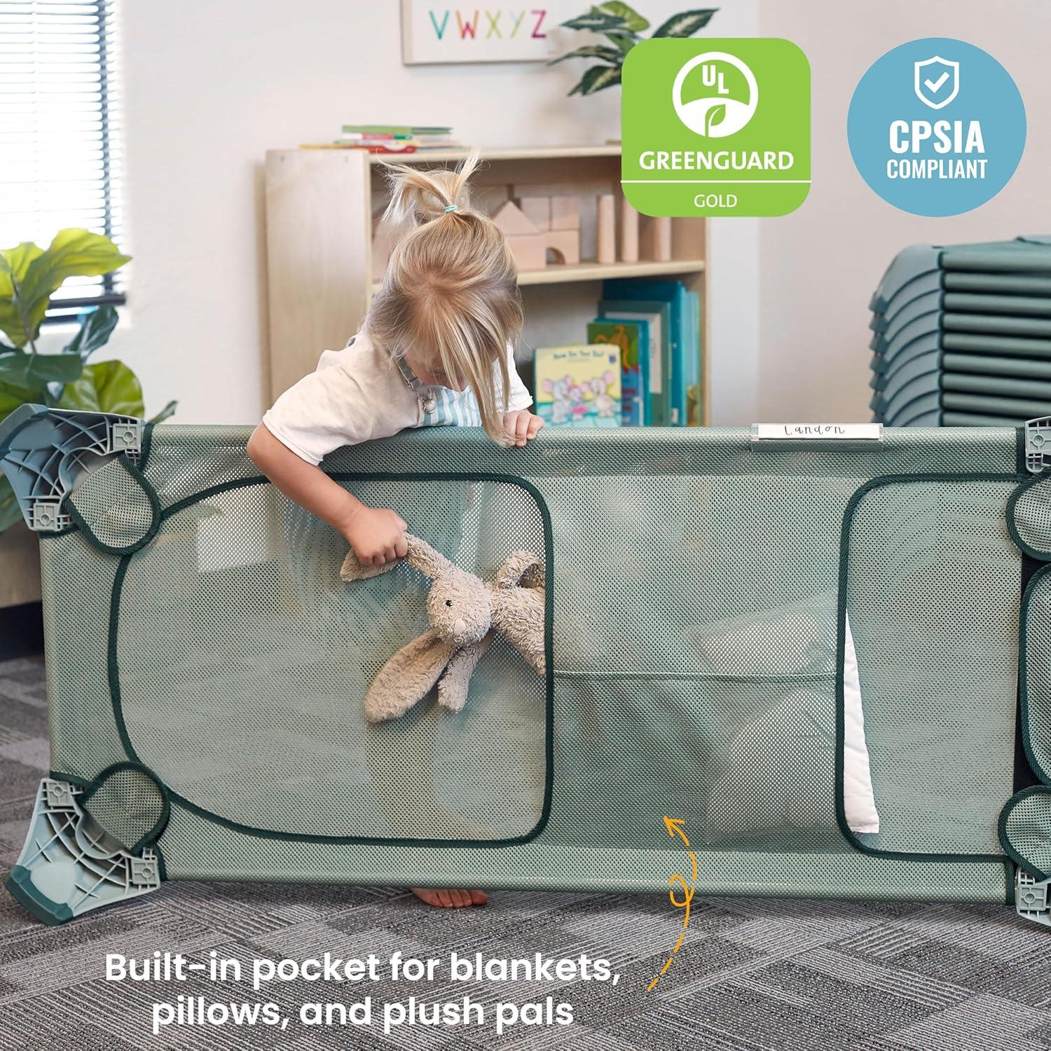 Cuna Apilable ECR4Kids Salvia para Aula - Paquete de 6