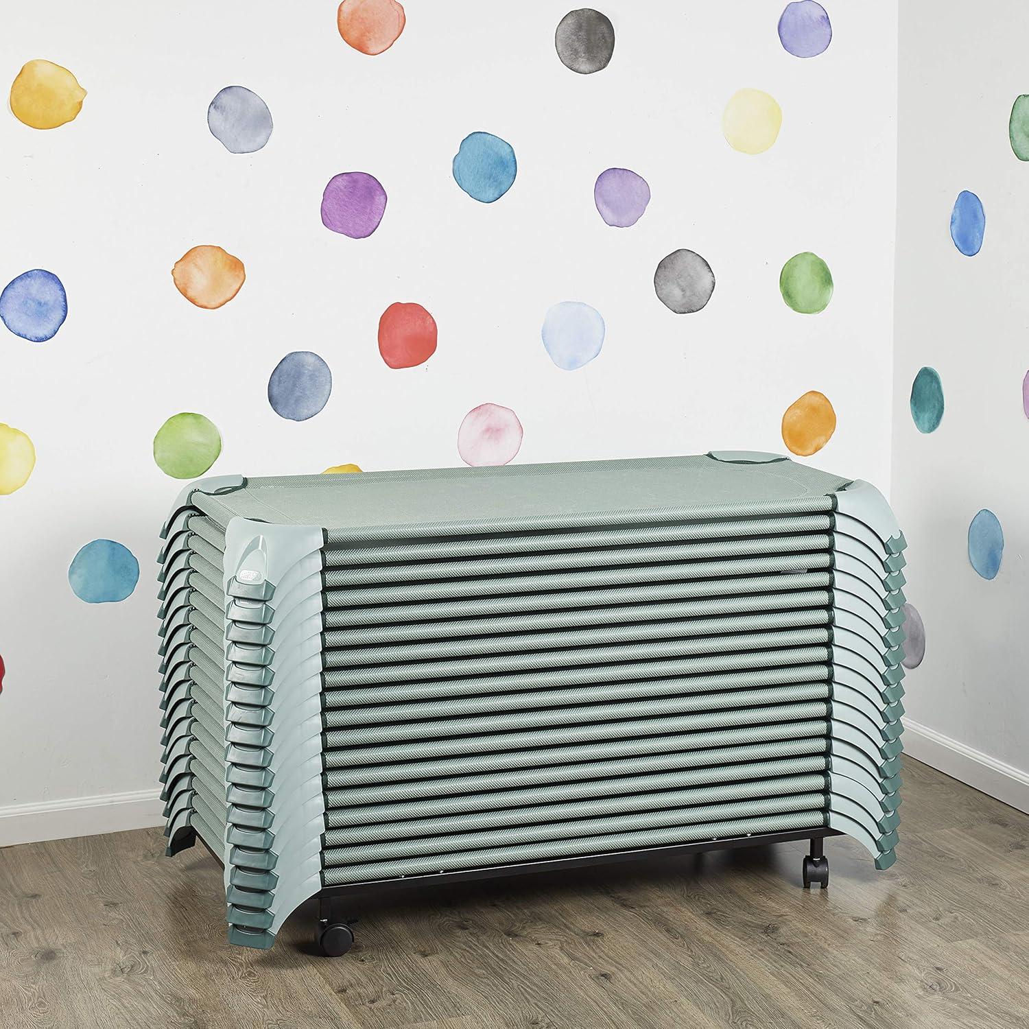 Cuna Apilable ECR4Kids Salvia para Aula - Paquete de 6