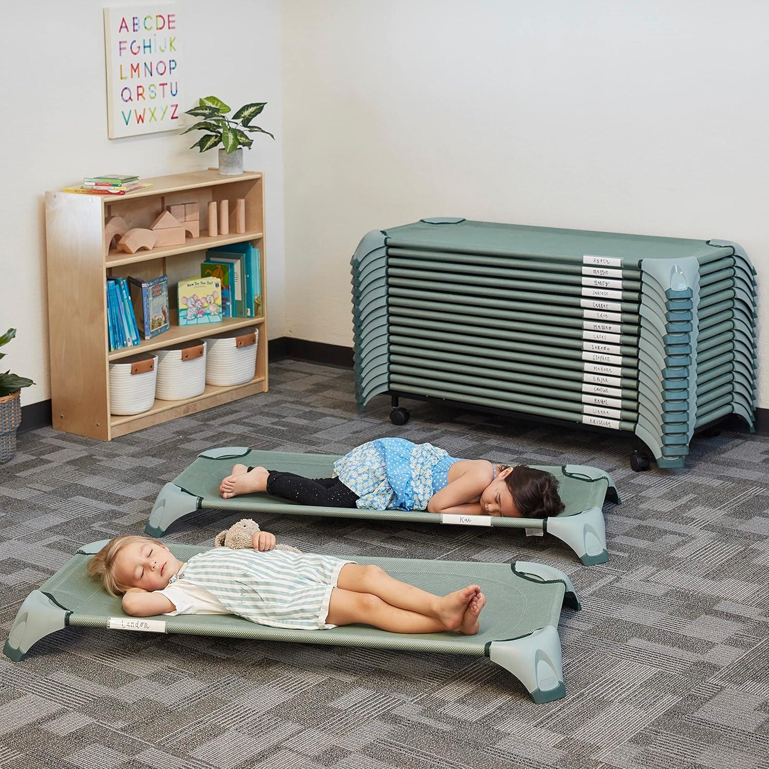 Cuna Apilable ECR4Kids Salvia para Aula - Paquete de 6