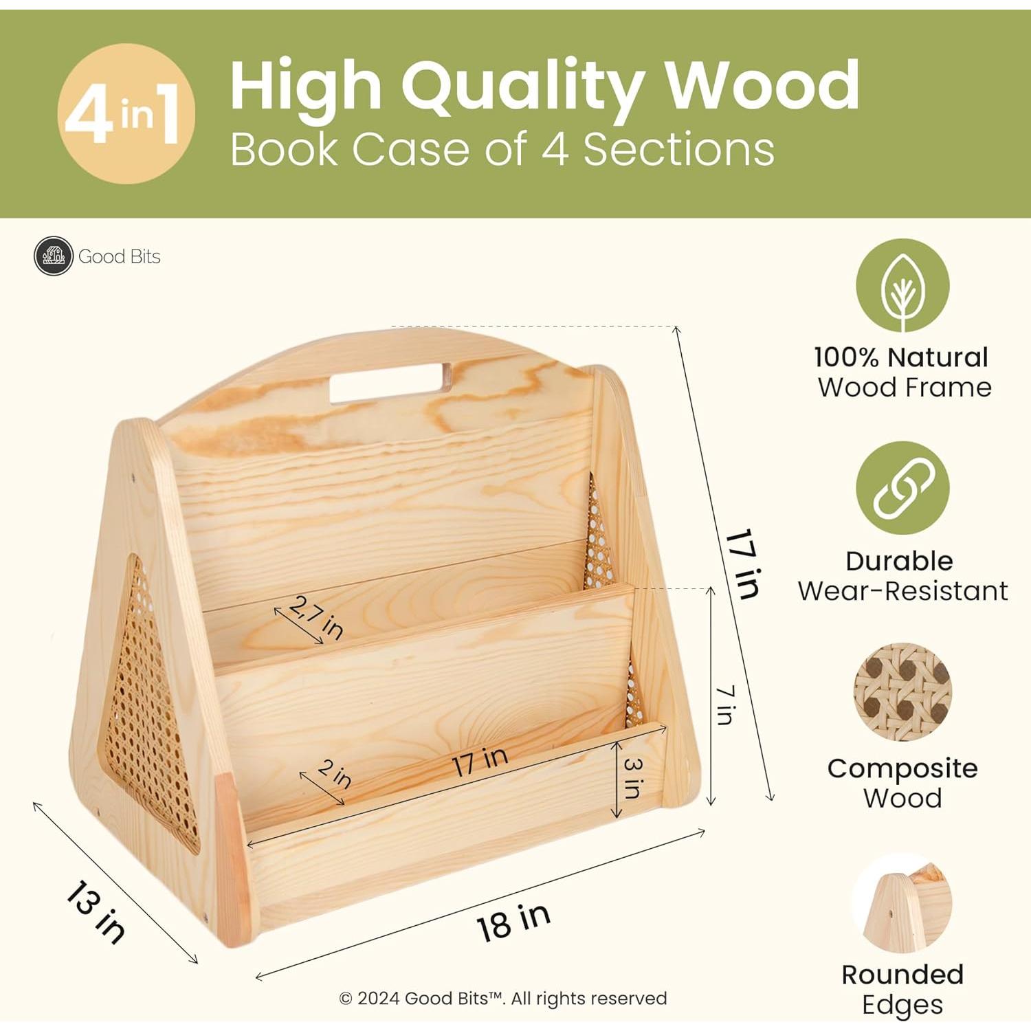 Estantería Montessori Doble Cara Good Bits Rattan Natural