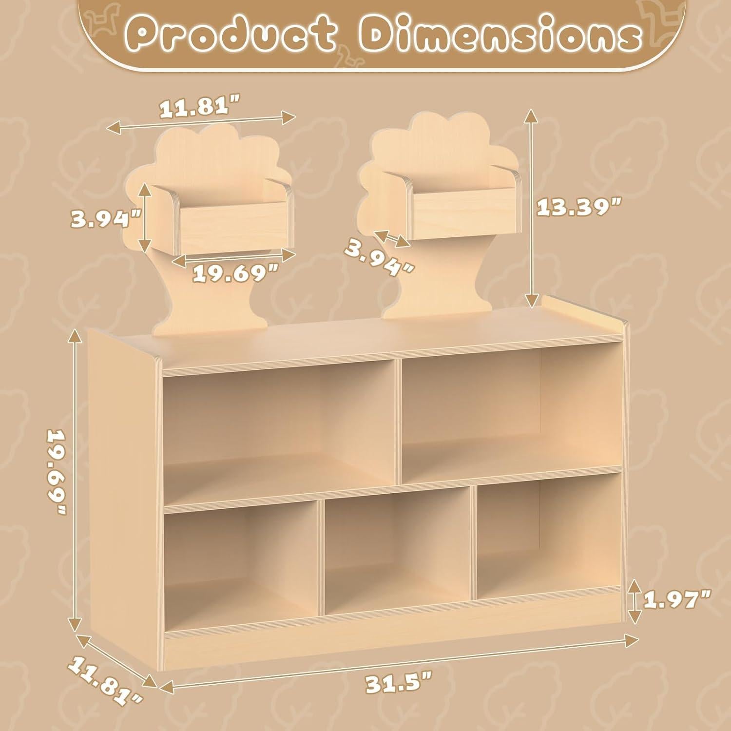 Estante Montessori Acenova 7 Compartimentos Madera Abedul