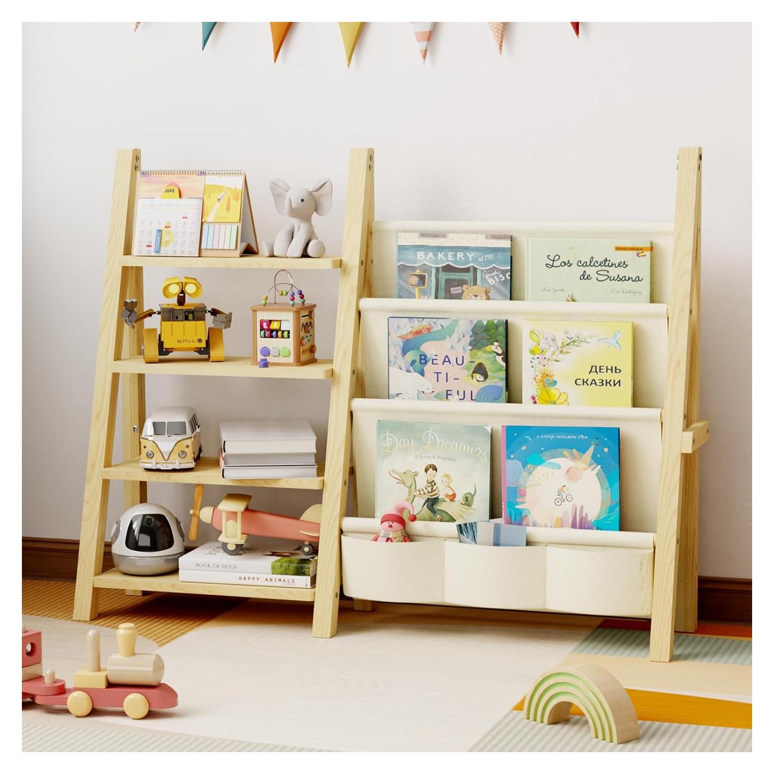 Organizador de Juguetes Oenalw de Madera Montessori 4 Estantes