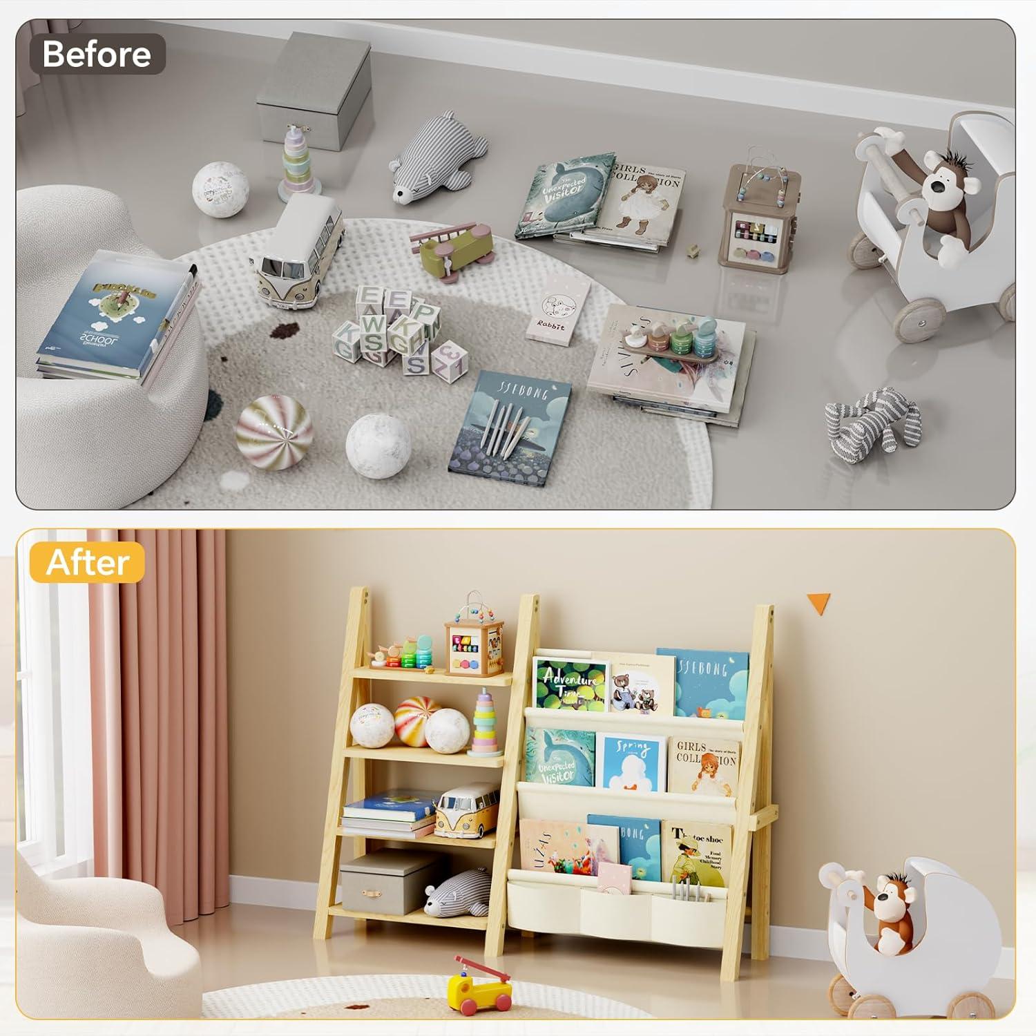 Organizador de Juguetes Oenalw de Madera Montessori 4 Estantes