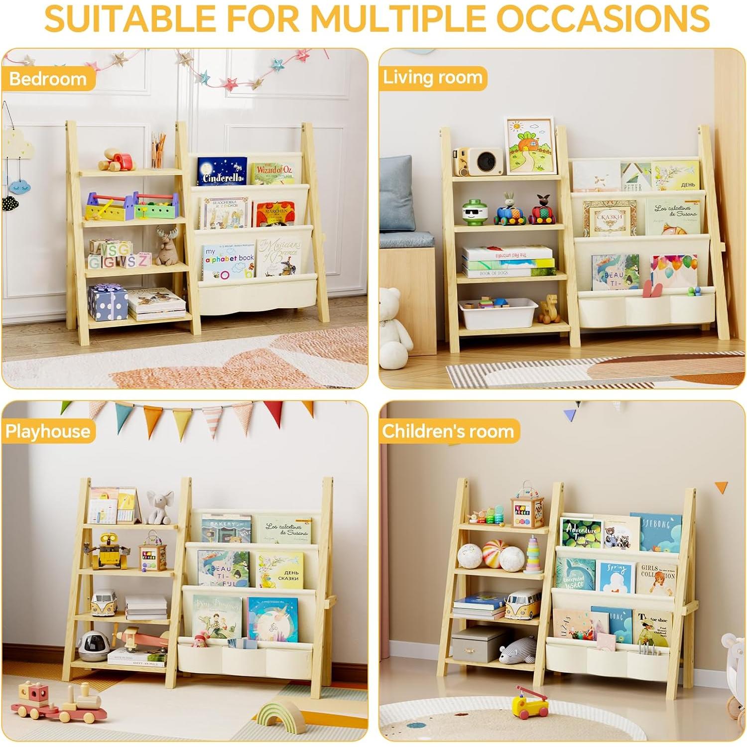 Organizador de Juguetes Oenalw de Madera Montessori 4 Estantes