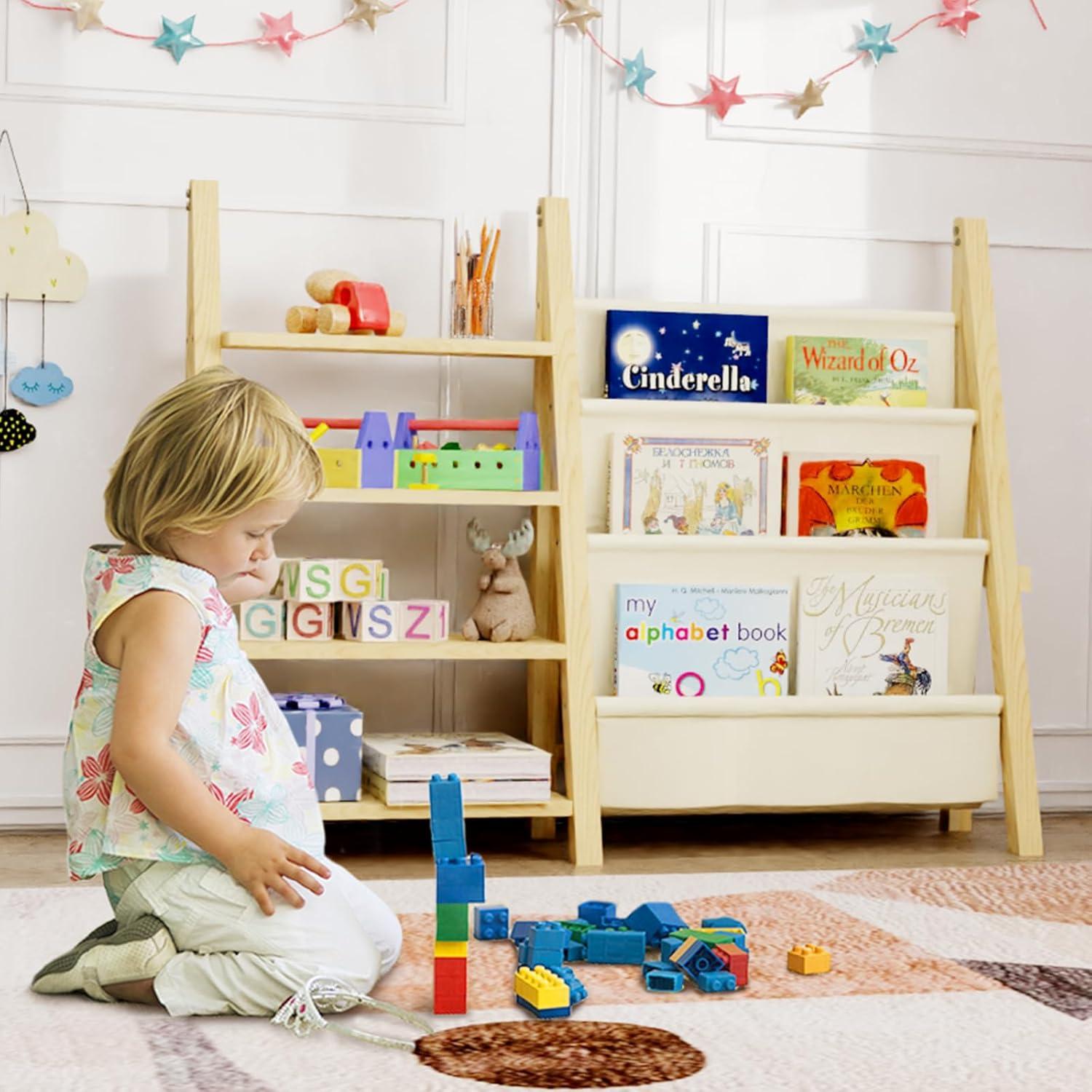 Organizador de Juguetes Oenalw de Madera Montessori 4 Estantes