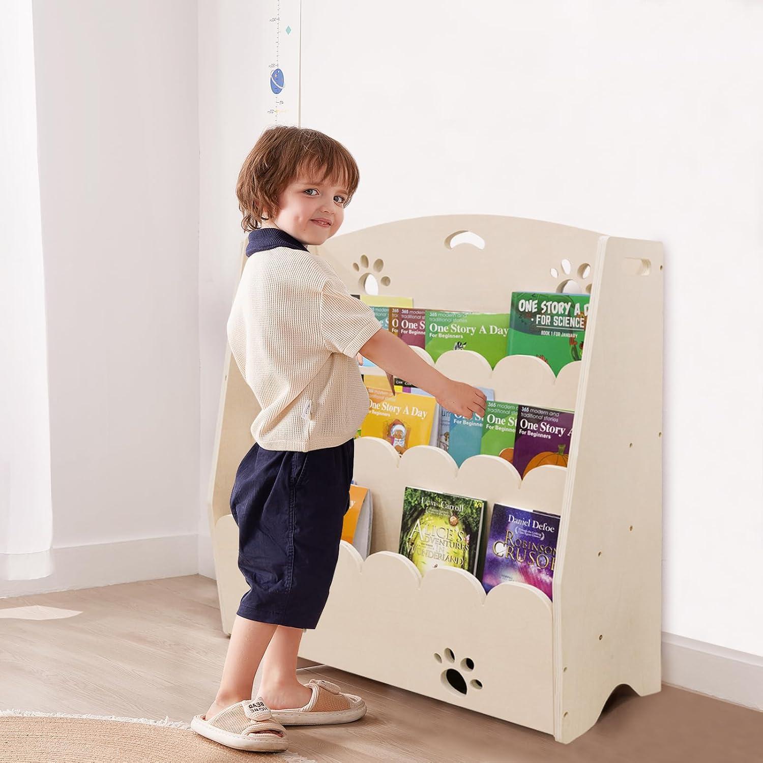 Estantería Montessori de Madera para Niños 3 Niveles Natural