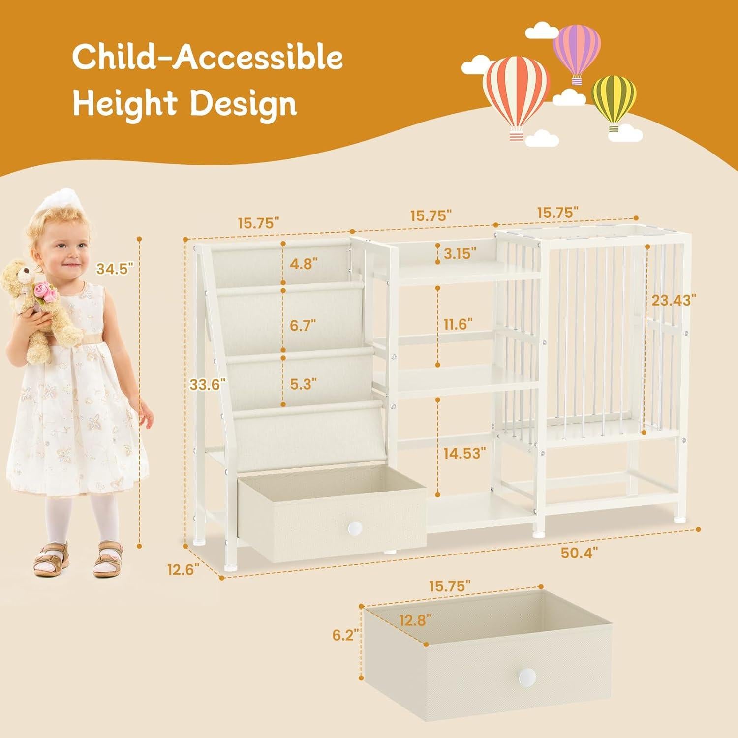 Estantería Montessori Beige Creso hom para Niños 3 Niveles