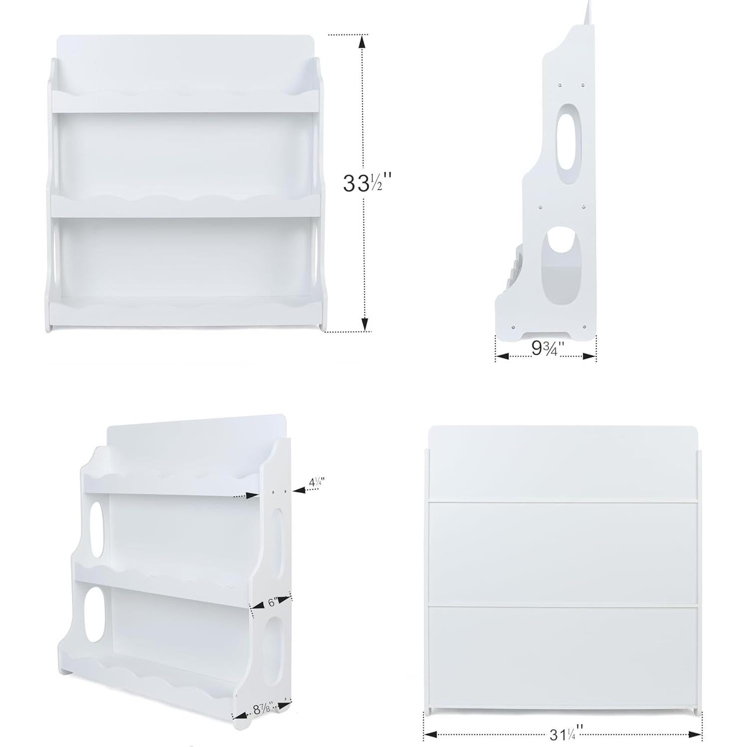 Estante de Libros de Madera AMMEHOELA 3 Niveles Blanco 85 cm