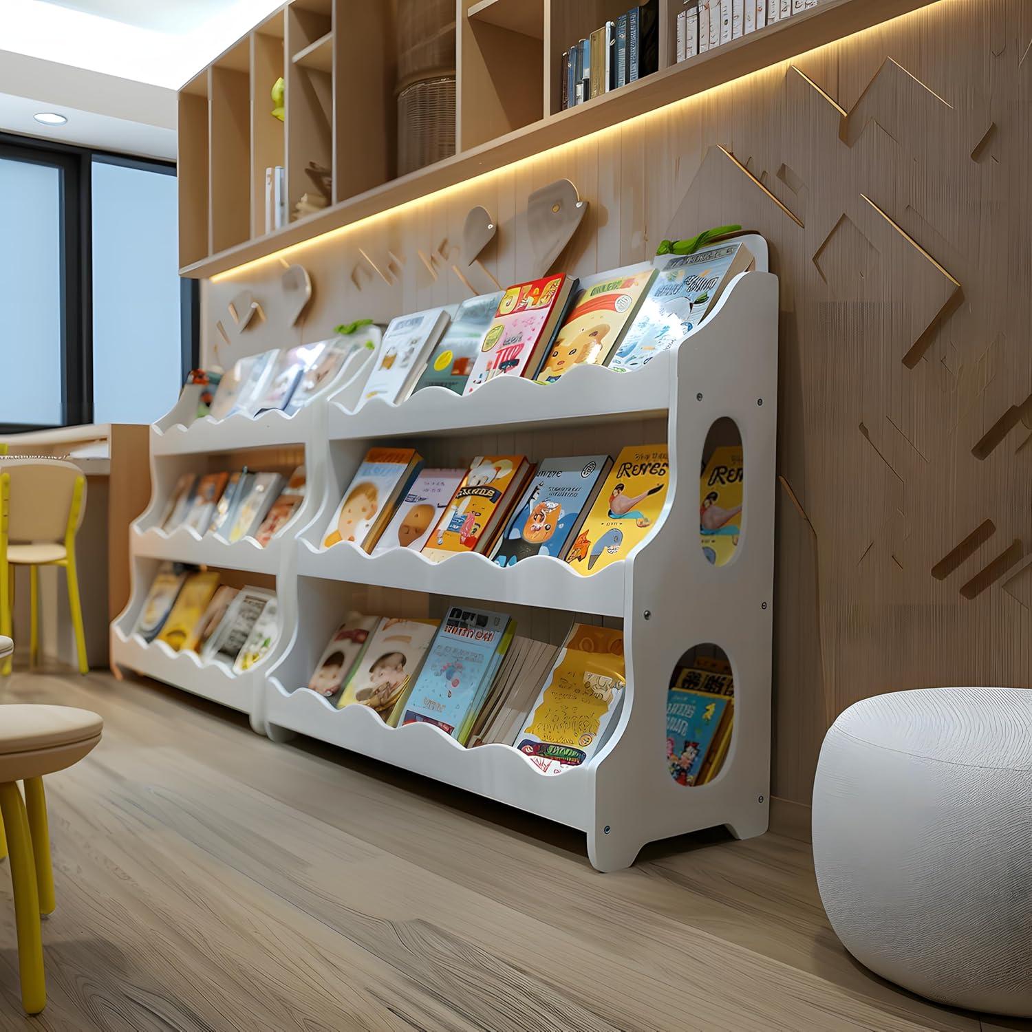 Estante de Libros de Madera AMMEHOELA 3 Niveles Blanco 85 cm