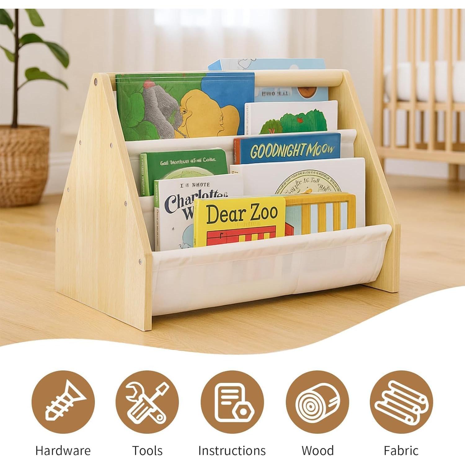 Estantería Infantil Epelay 6 Niveles Madera Natural 48 cm