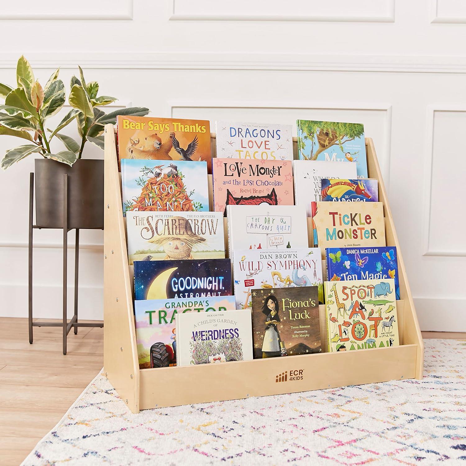 Expositor de Libros ECR4Kids Natural para Niños - Estantería de Aula