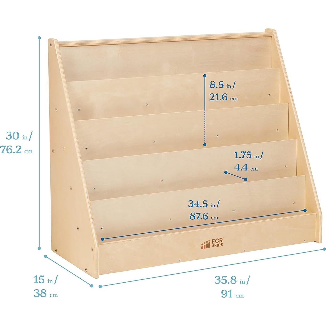 Expositor de Libros ECR4Kids Natural para Niños - Estantería de Aula