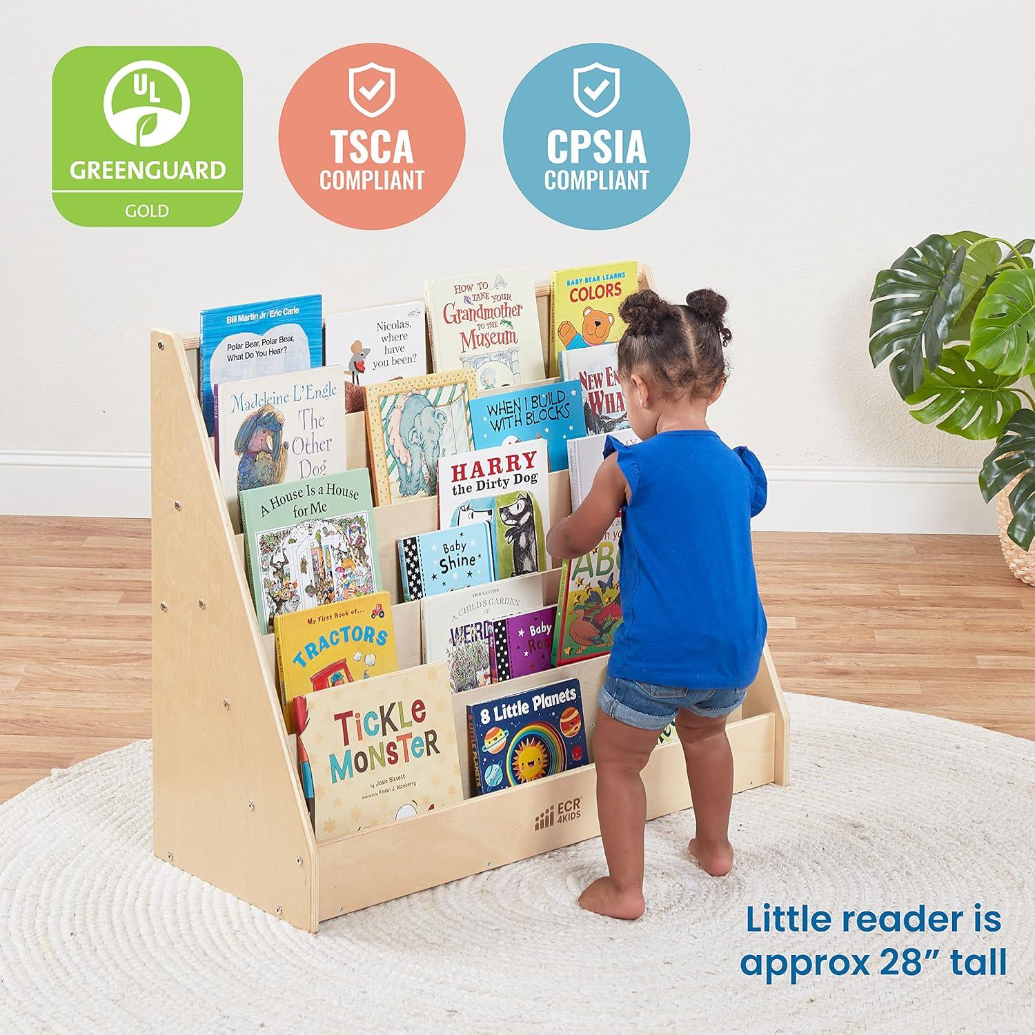 Expositor de Libros ECR4Kids Natural para Niños - Estantería de Aula