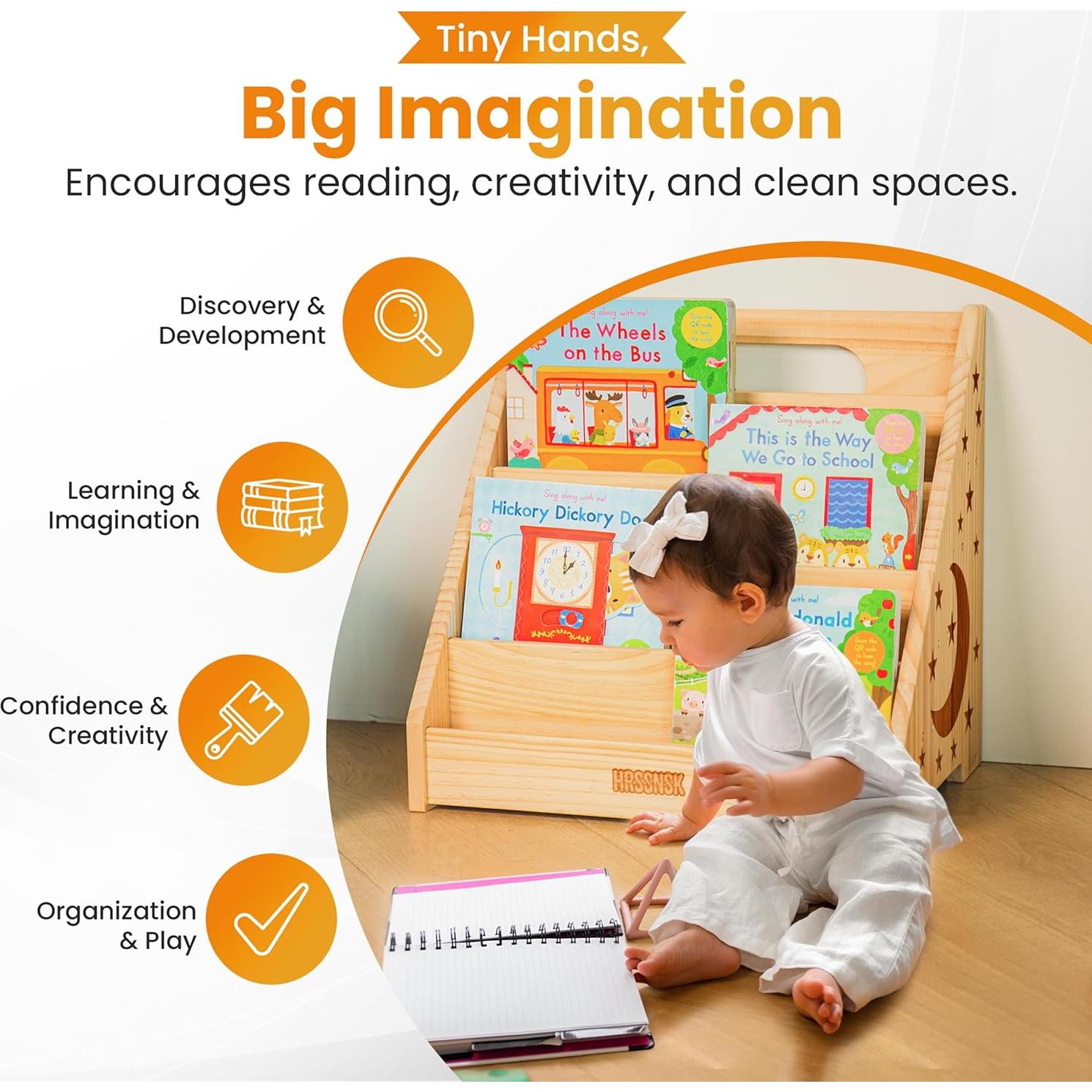 Estantería Montessori Hrssnsk para Niños 1-3 Años - Almacenamiento de Libros