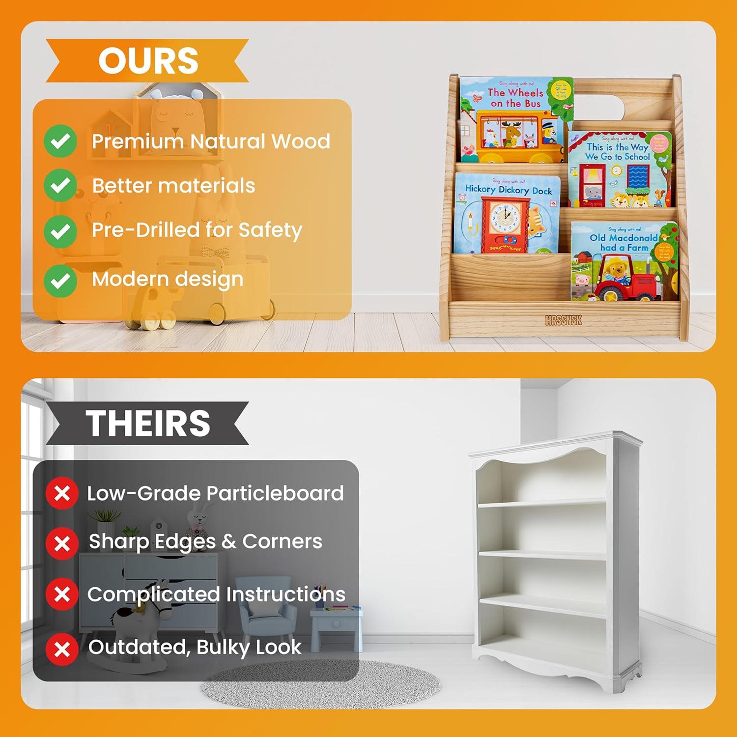 Estantería Montessori Hrssnsk para Niños 1-3 Años - Almacenamiento de Libros