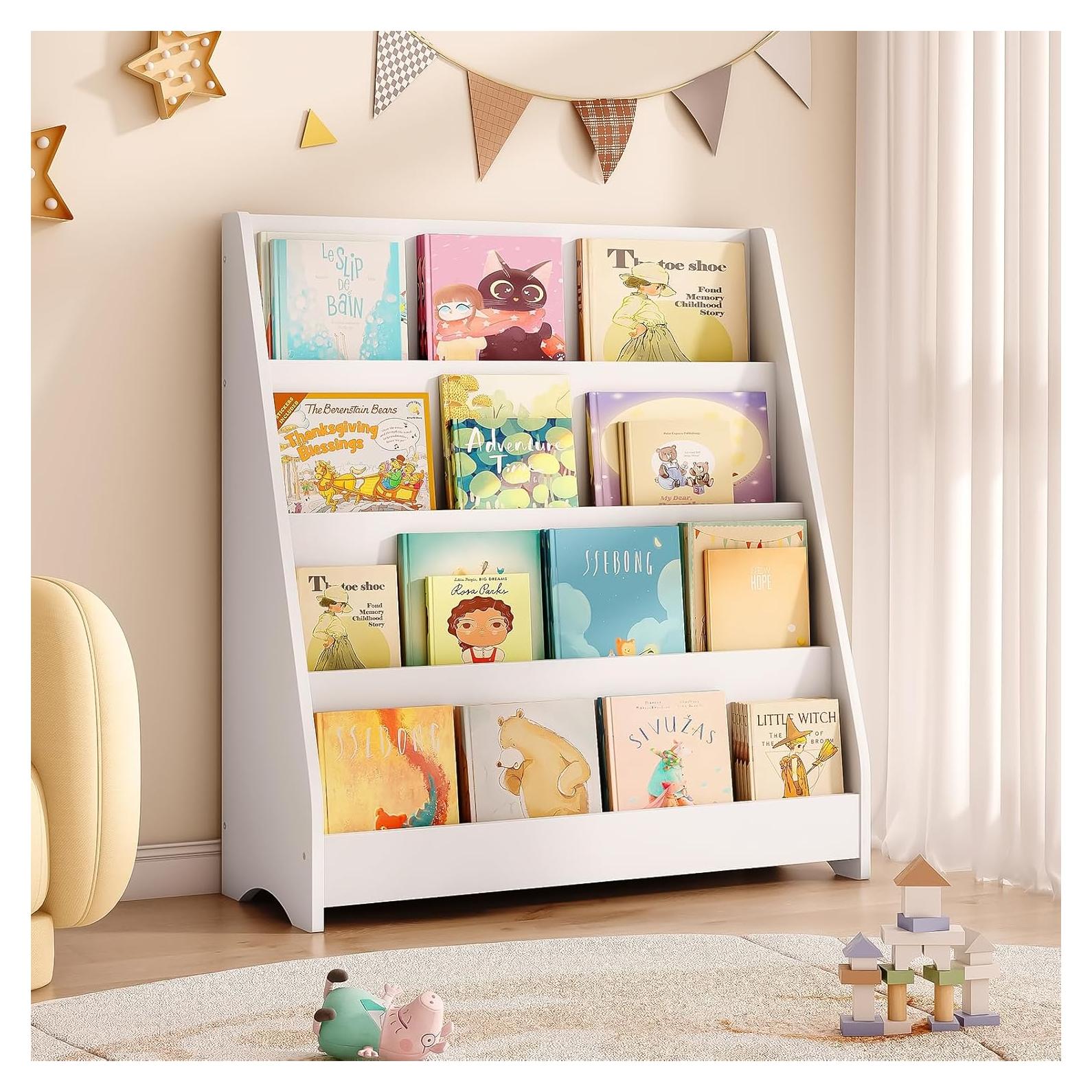 Estantería de Madera Tatub para Niños 4 Niveles Blanca