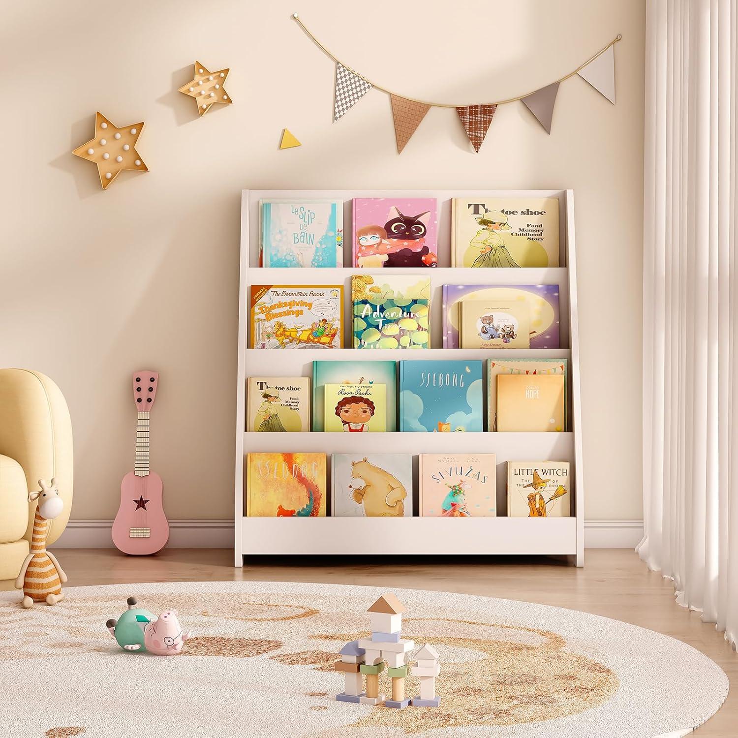 Estantería de Madera Tatub para Niños 4 Niveles Blanca