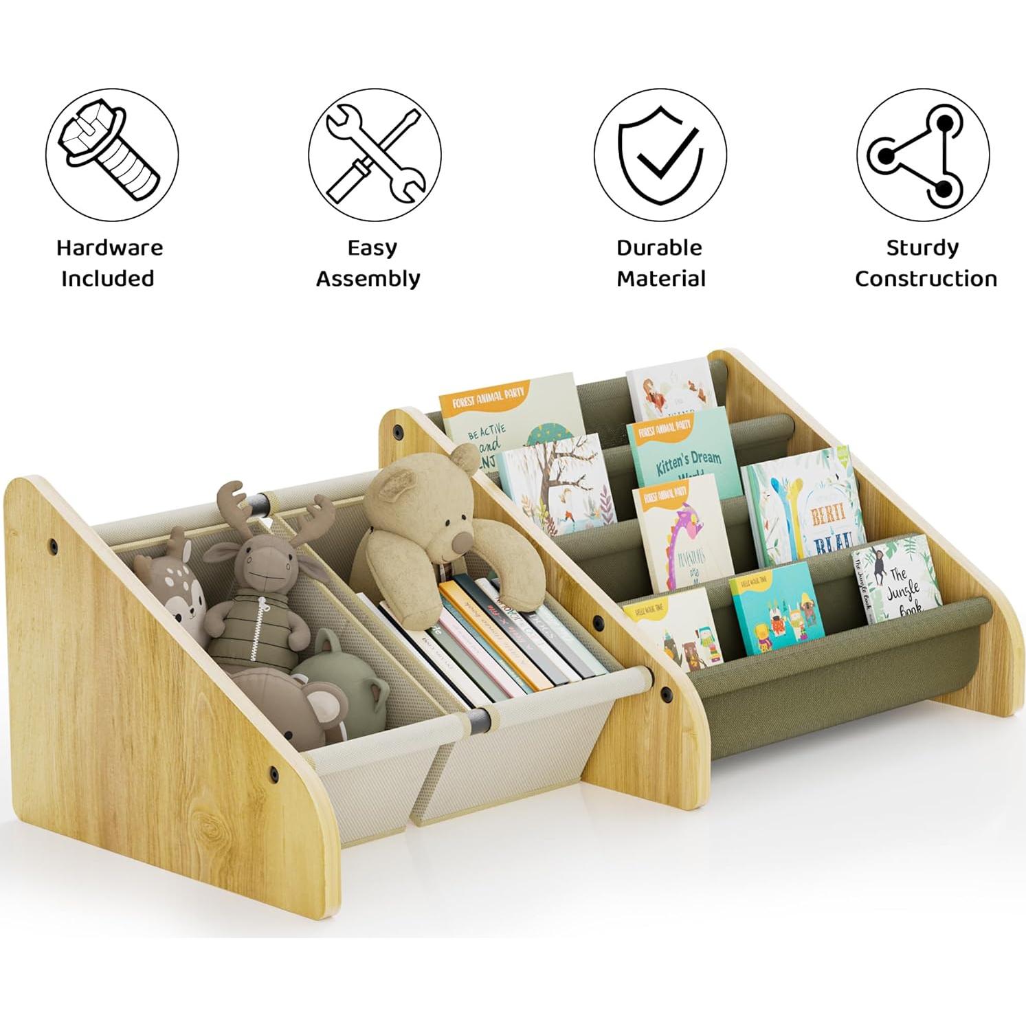 Estantería Montessori Polegas 4 Niveles para Libros Infantil Salvia