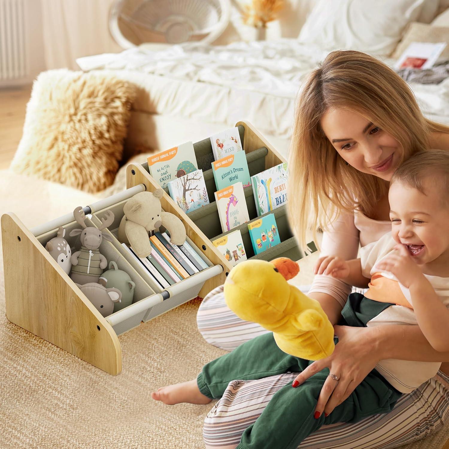 Estantería Montessori Polegas 4 Niveles para Libros Infantil Salvia